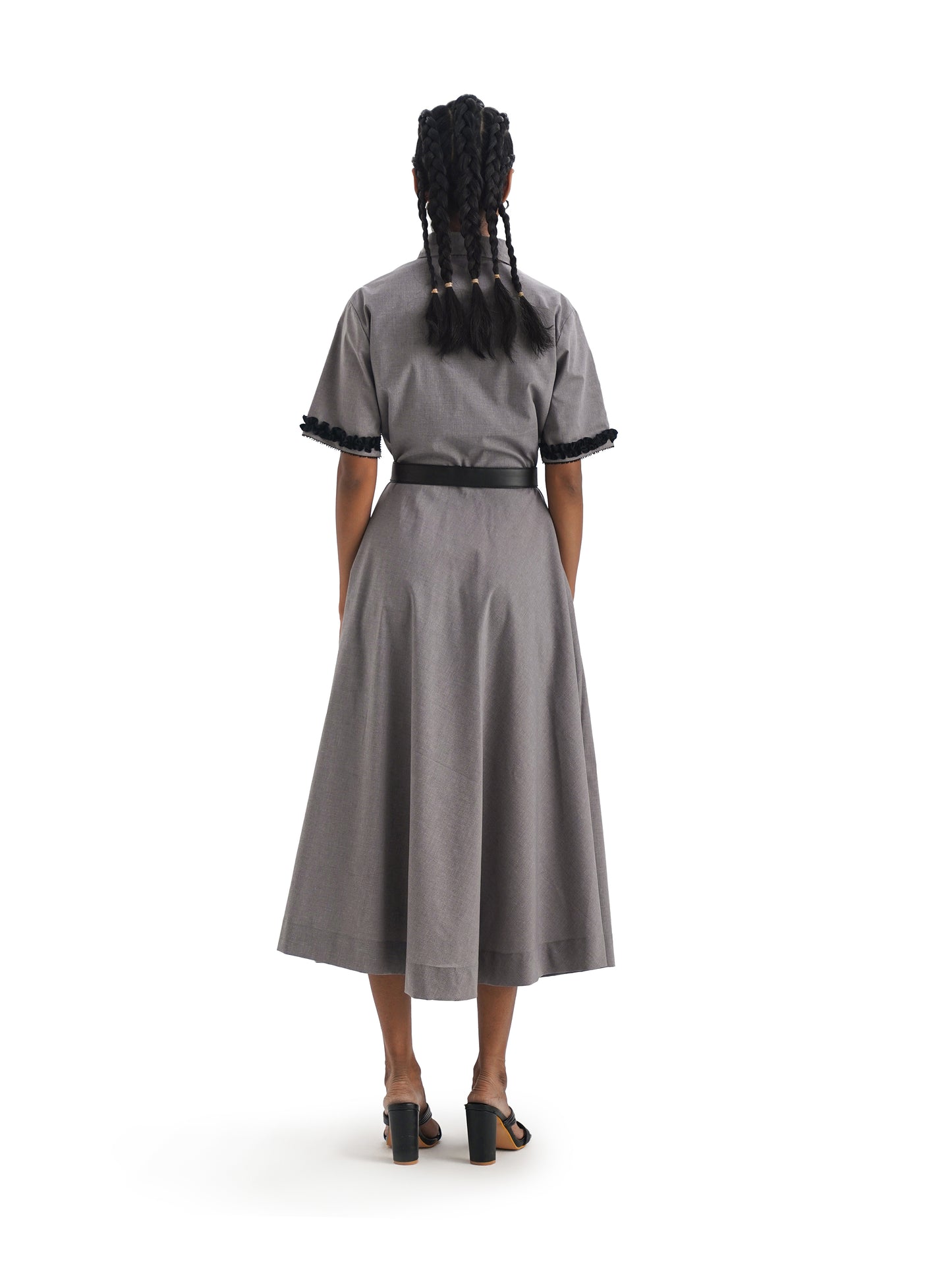 Notre Ame La Soirée Grise Ruffle Dress-B