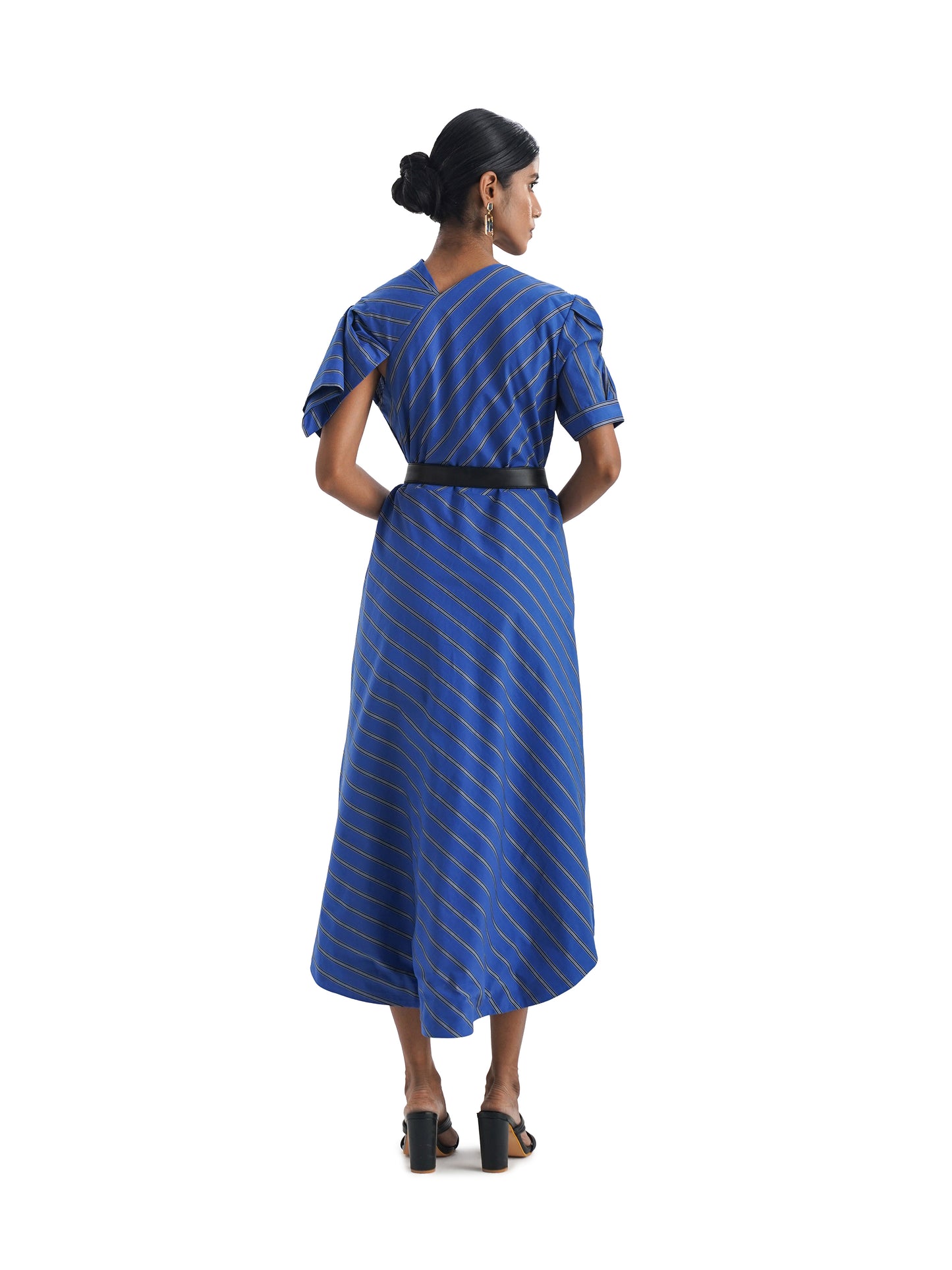 Notre Ame Les Facettes Drapeado Stripes Dress-B