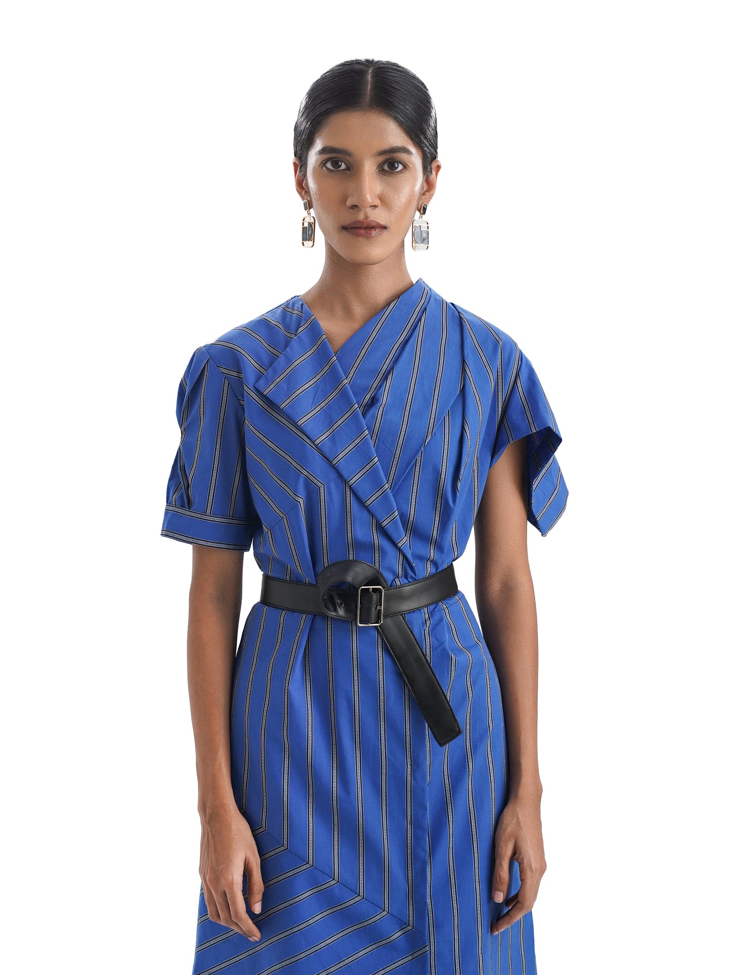 Notre Ame Les Facettes Drapeado Stripes Dress-D2