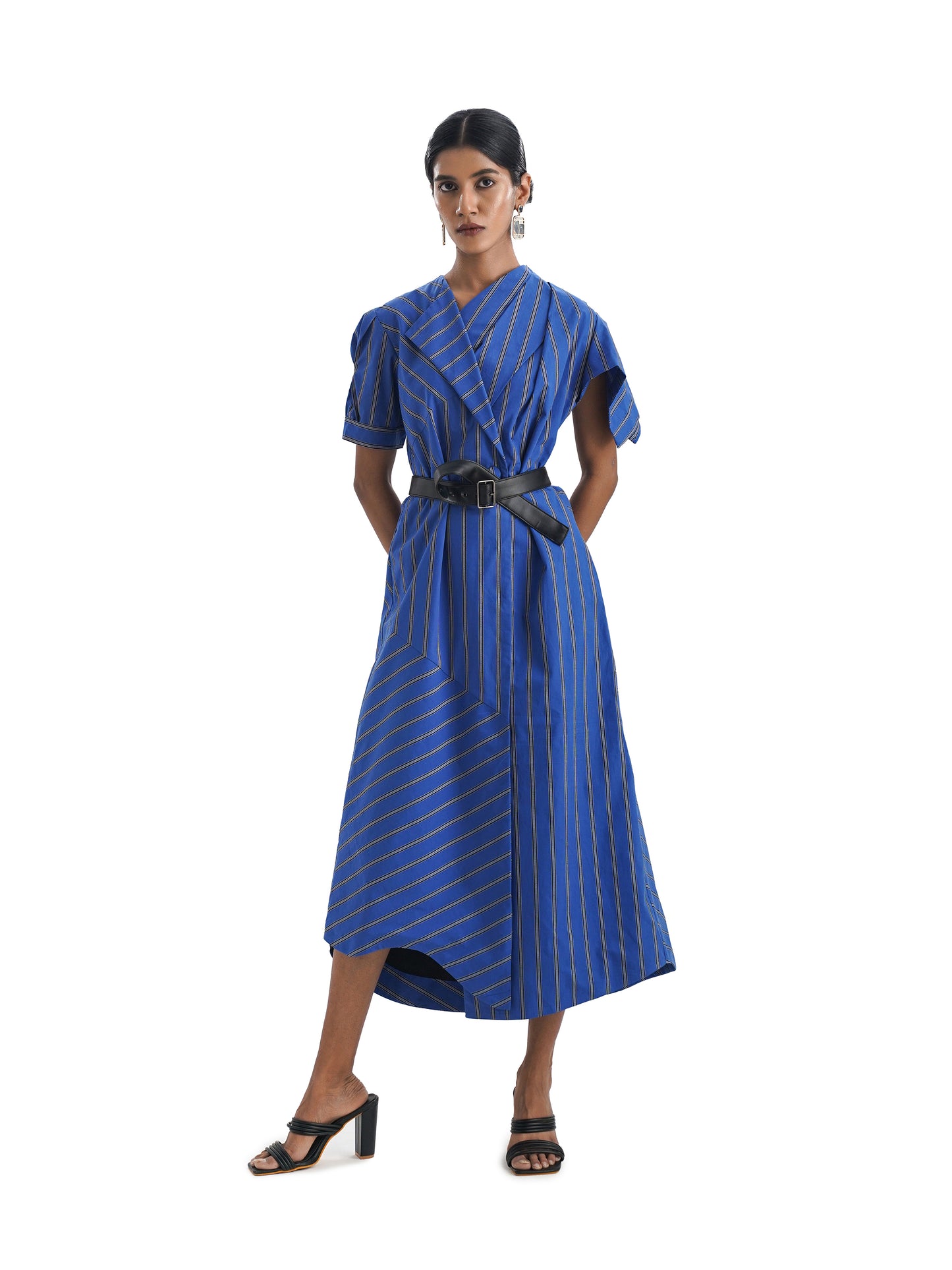 Notre Ame Les Facettes Drapeado Stripes Dress-ST