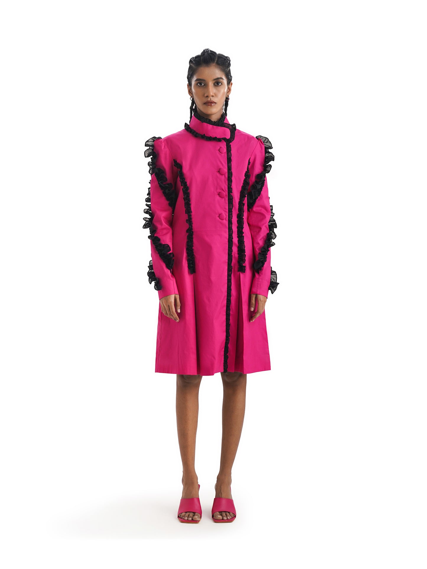 Notre Ame Mon Chou Sourire Rose Ruffle Dress-F