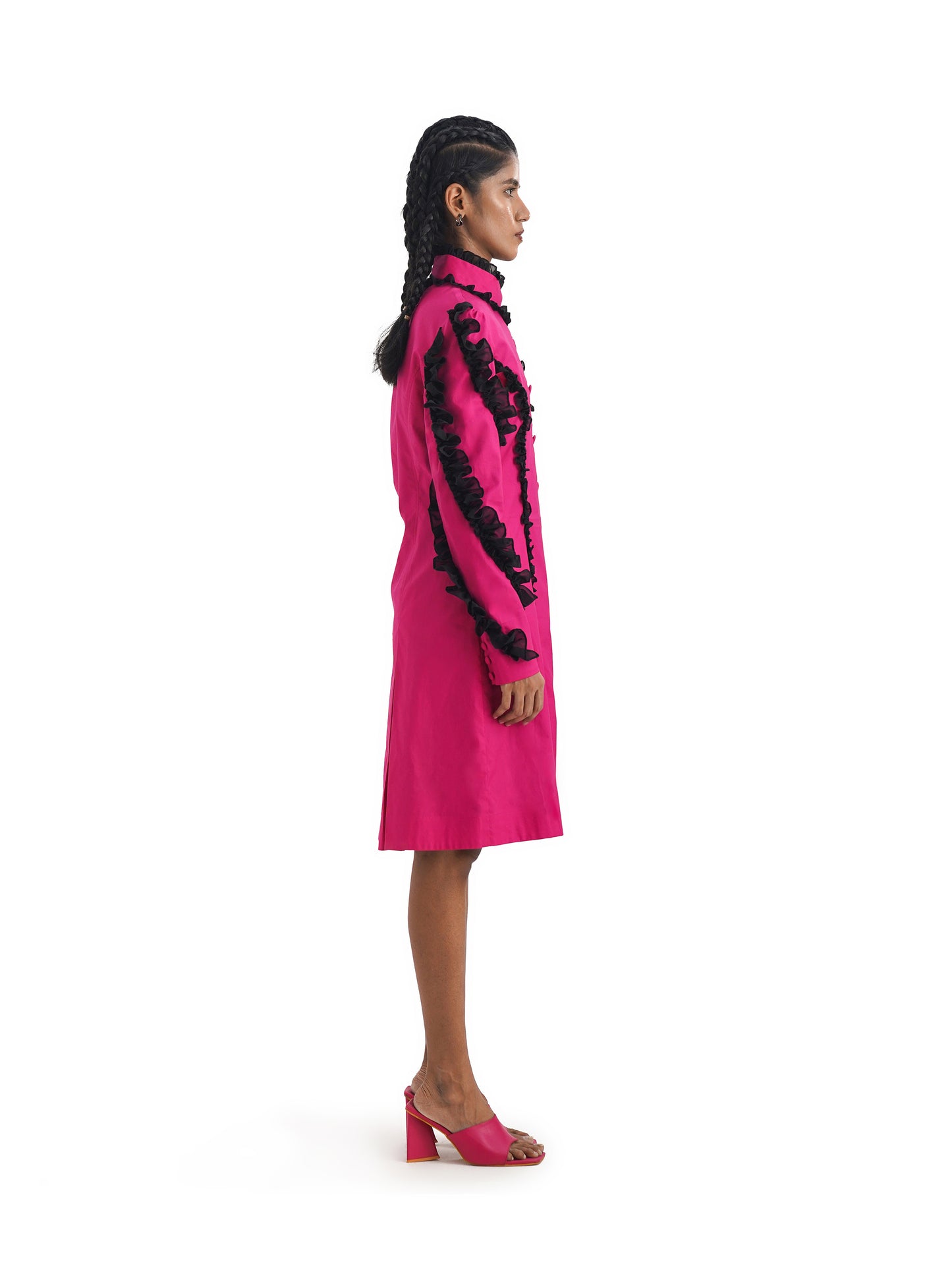 Notre Ame Mon Chou Sourire Rose Ruffle Dress-S