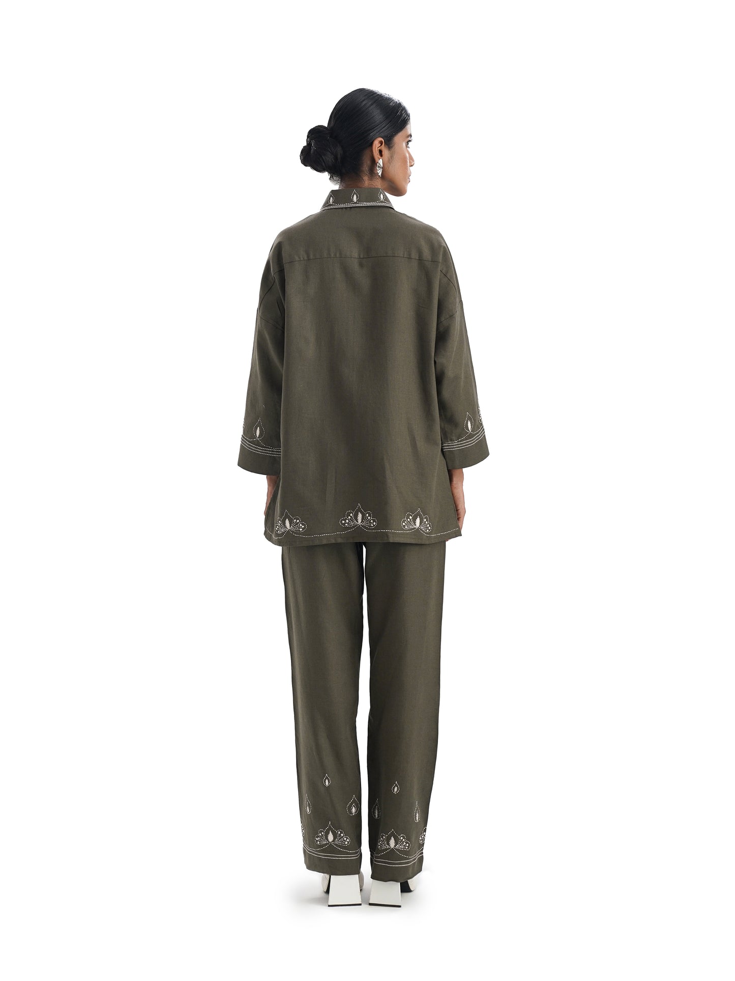 Notre Ame La Broderie Palmette Olive Co-ords-B