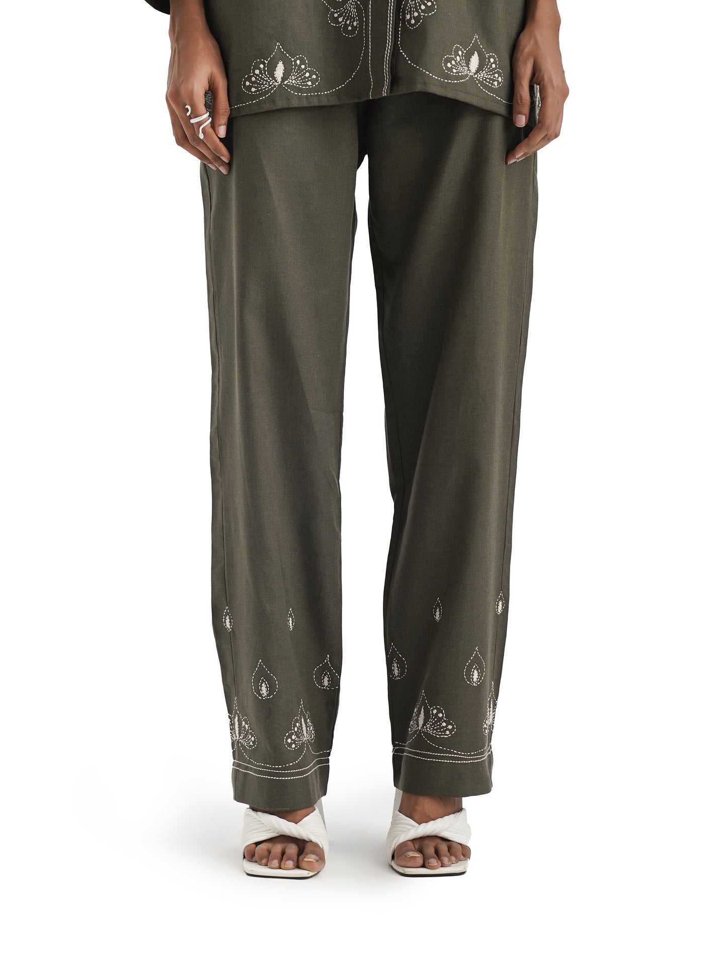 Notre Ame La Broderie Palmette Olive Co-ords-B1