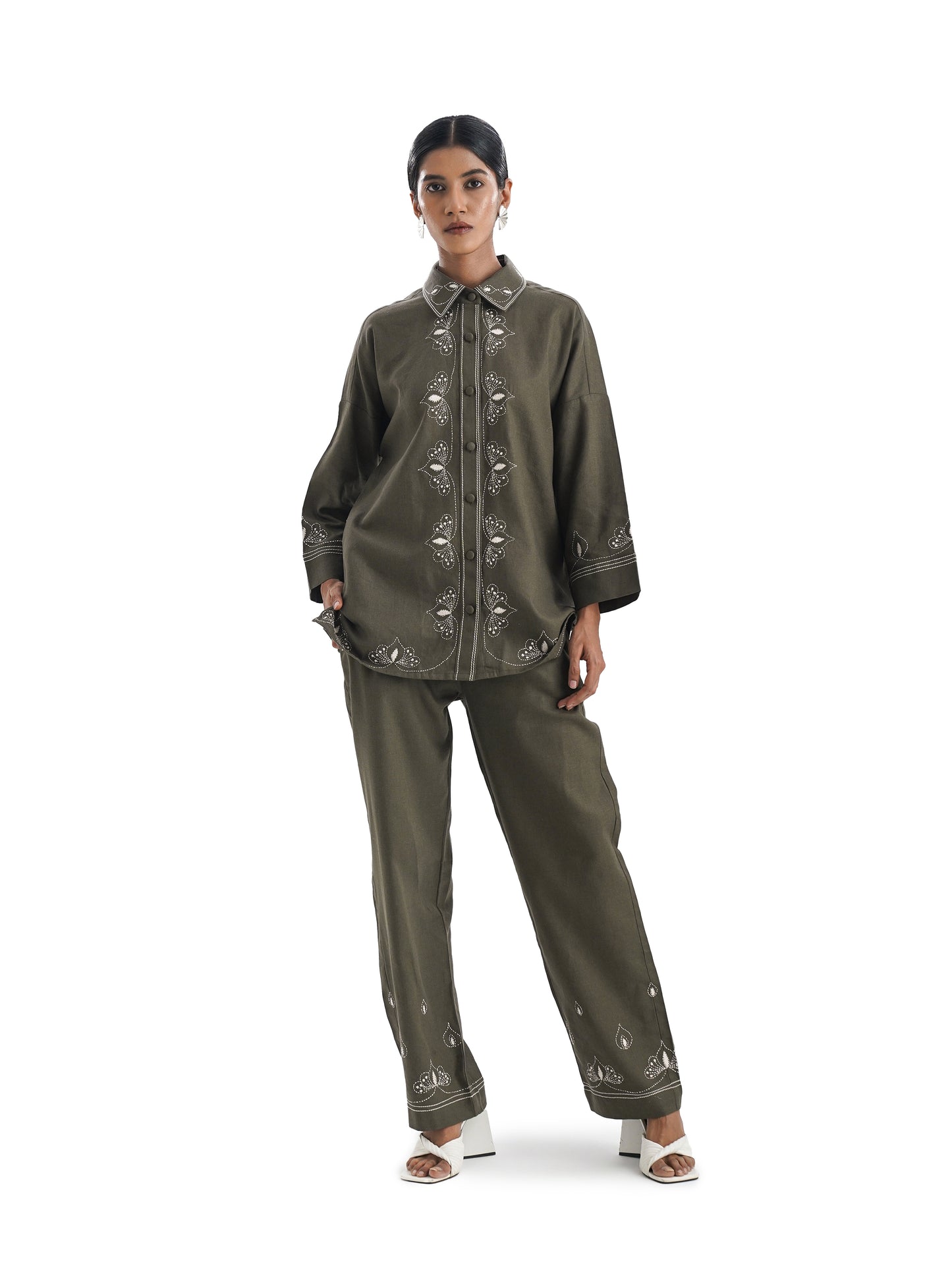 Notre Ame La Broderie Palmette Olive Co-ords-ST