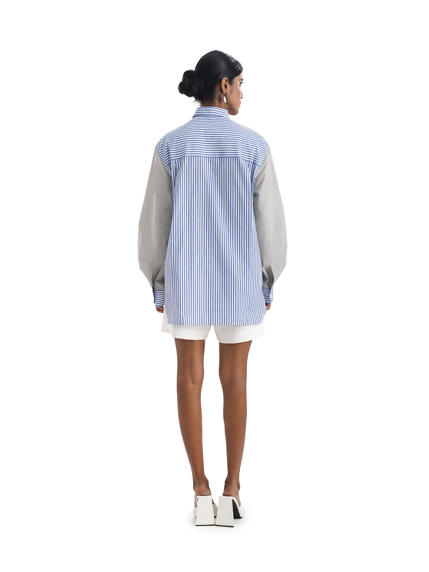 Notre Ame La Fente Appose Stripe Shirt-B
