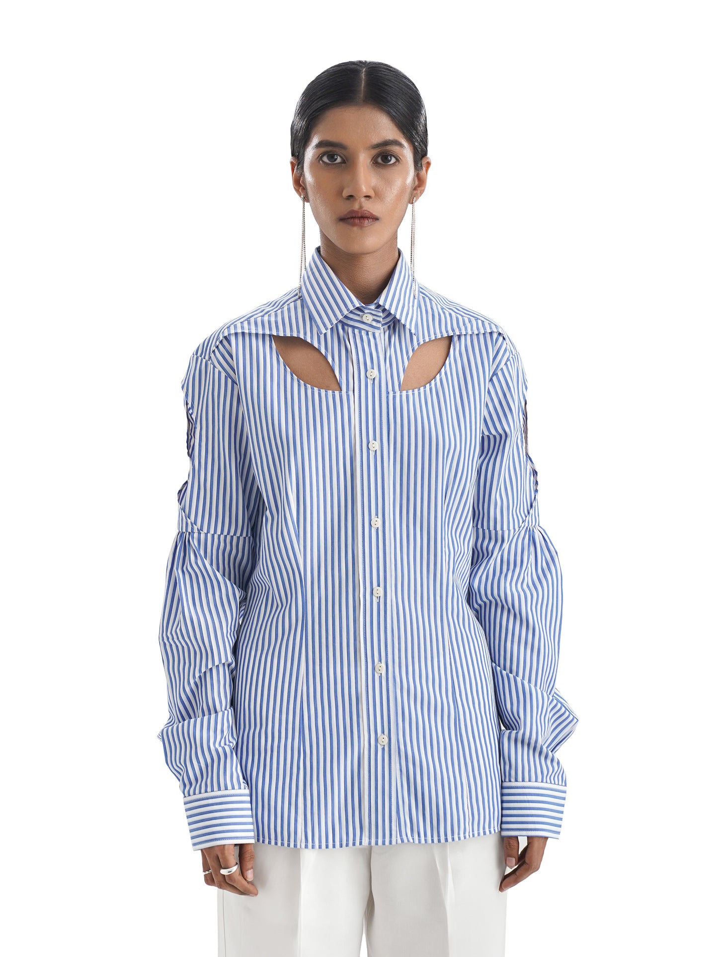 Notre Ame La Fente Blue Stripe Shirt-D