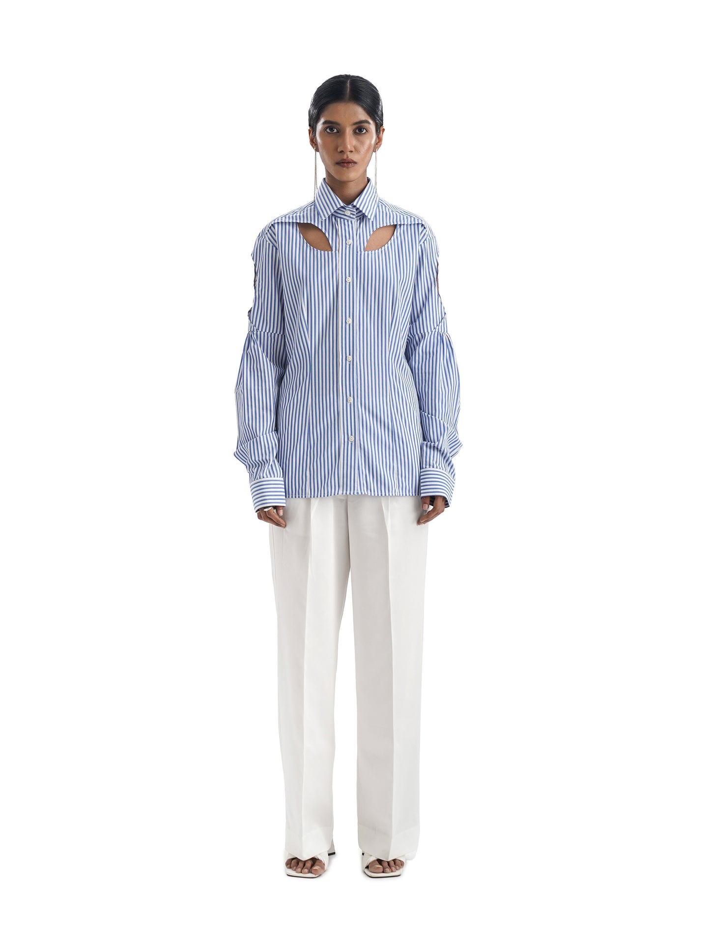 Notre Ame La Fente Blue Stripe Shirt-F