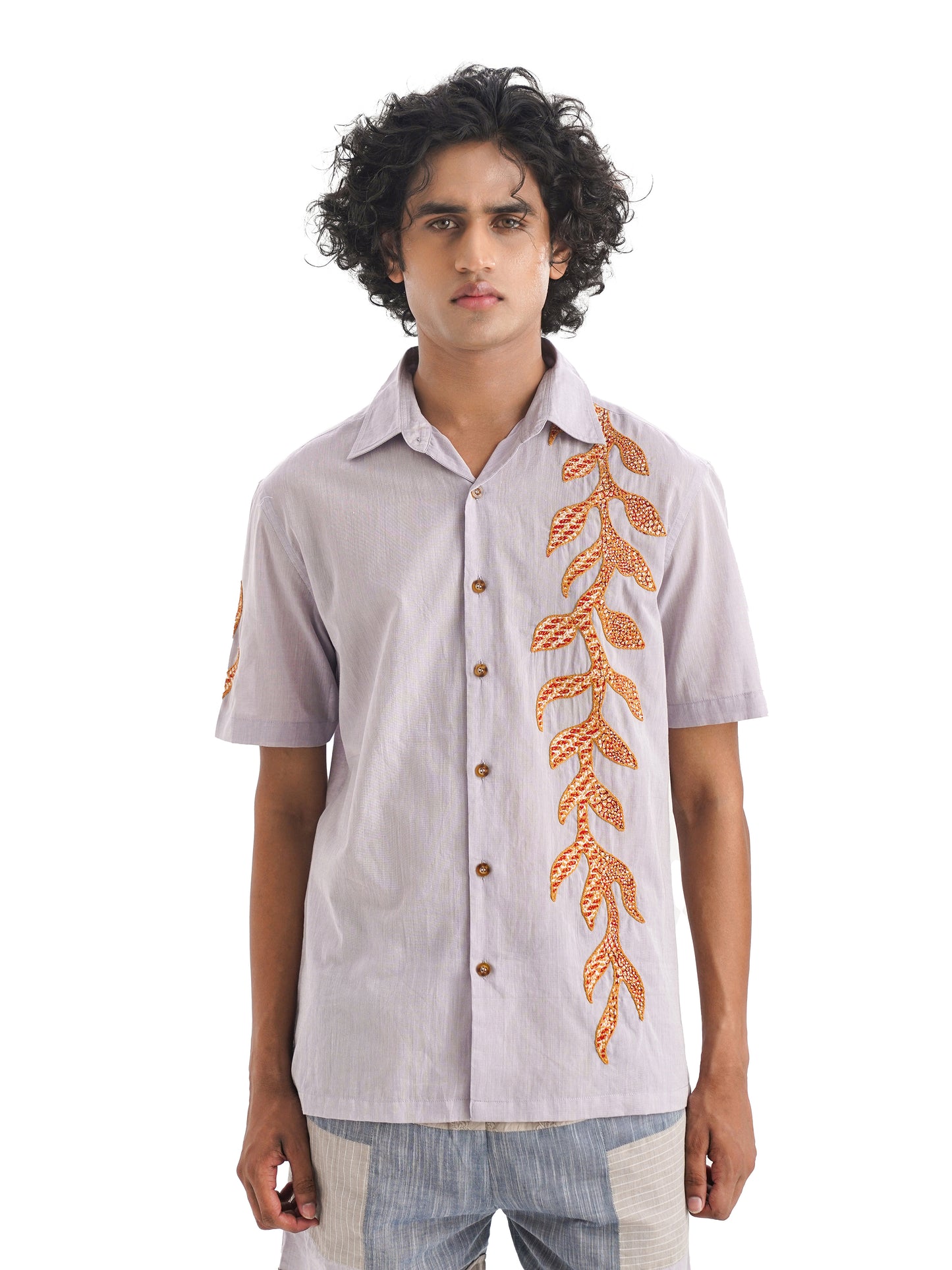 Notre Ame La Feuille Applique Shirt-D