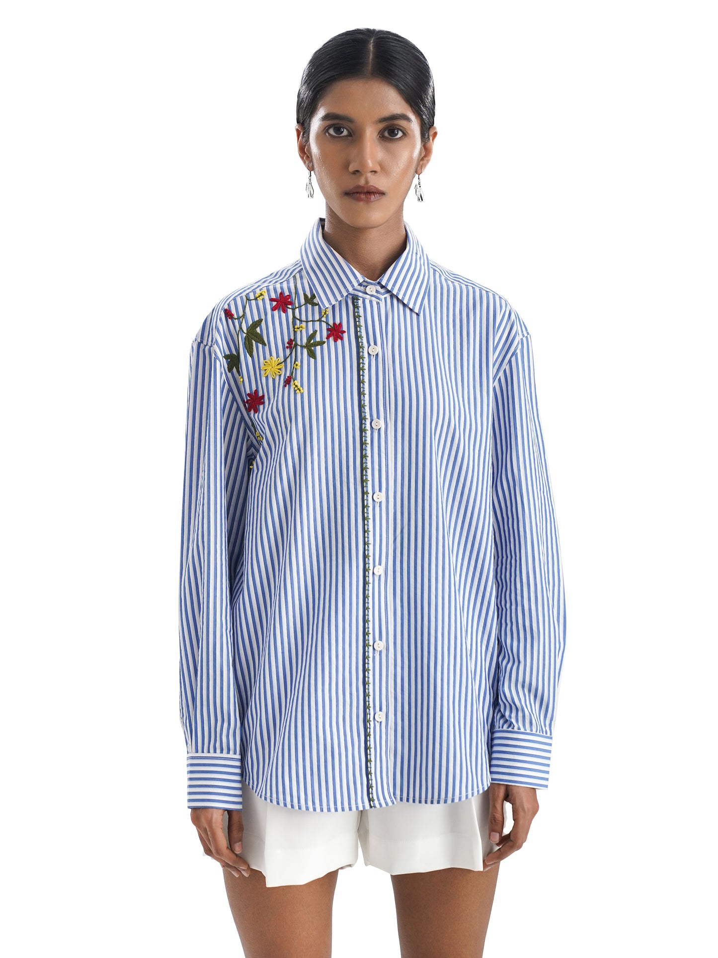 Notre Ame La Jacinthe Blue Stripe Shirt-D