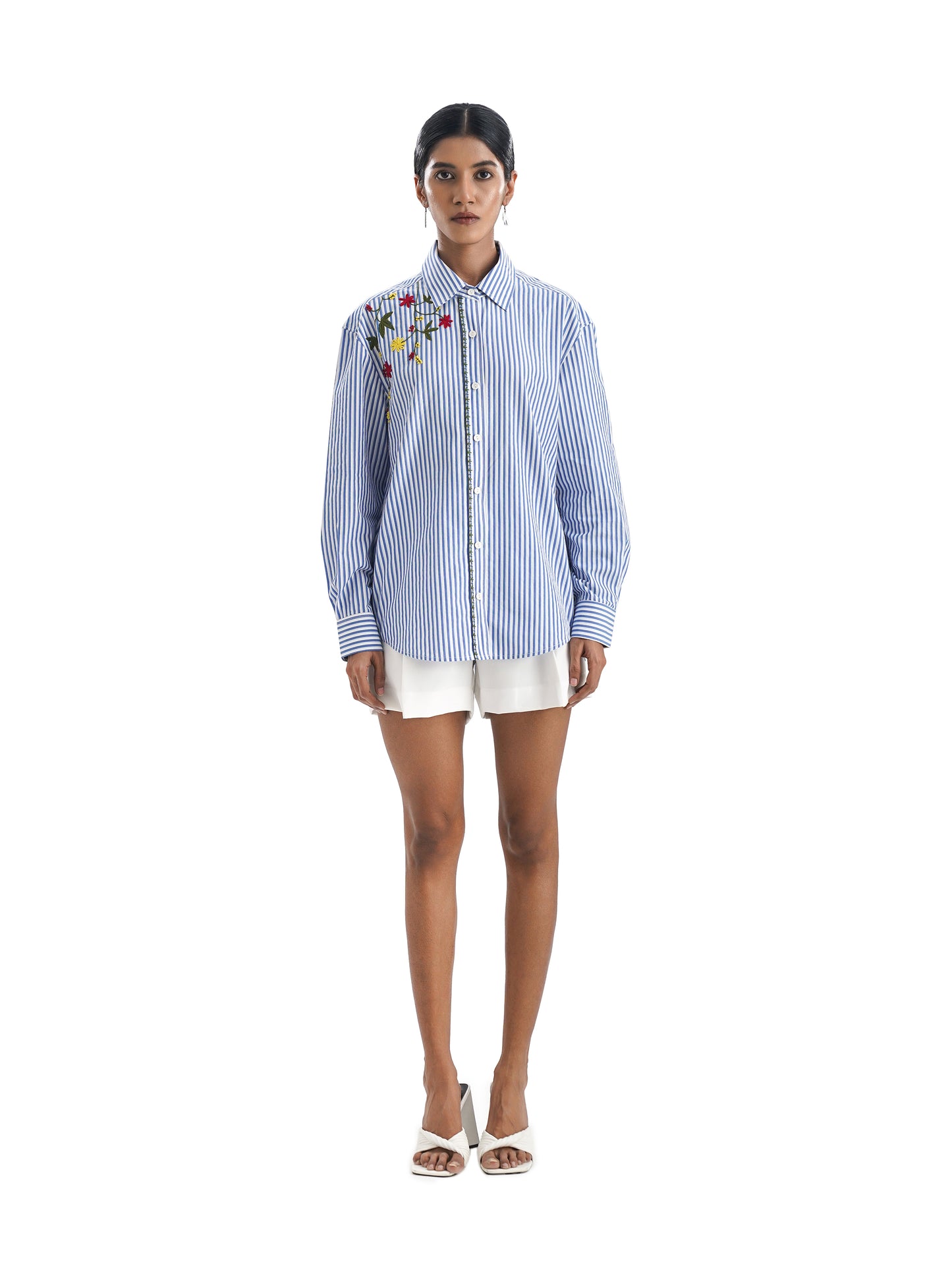 Notre Ame La Jacinthe Blue Stripe Shirt-F