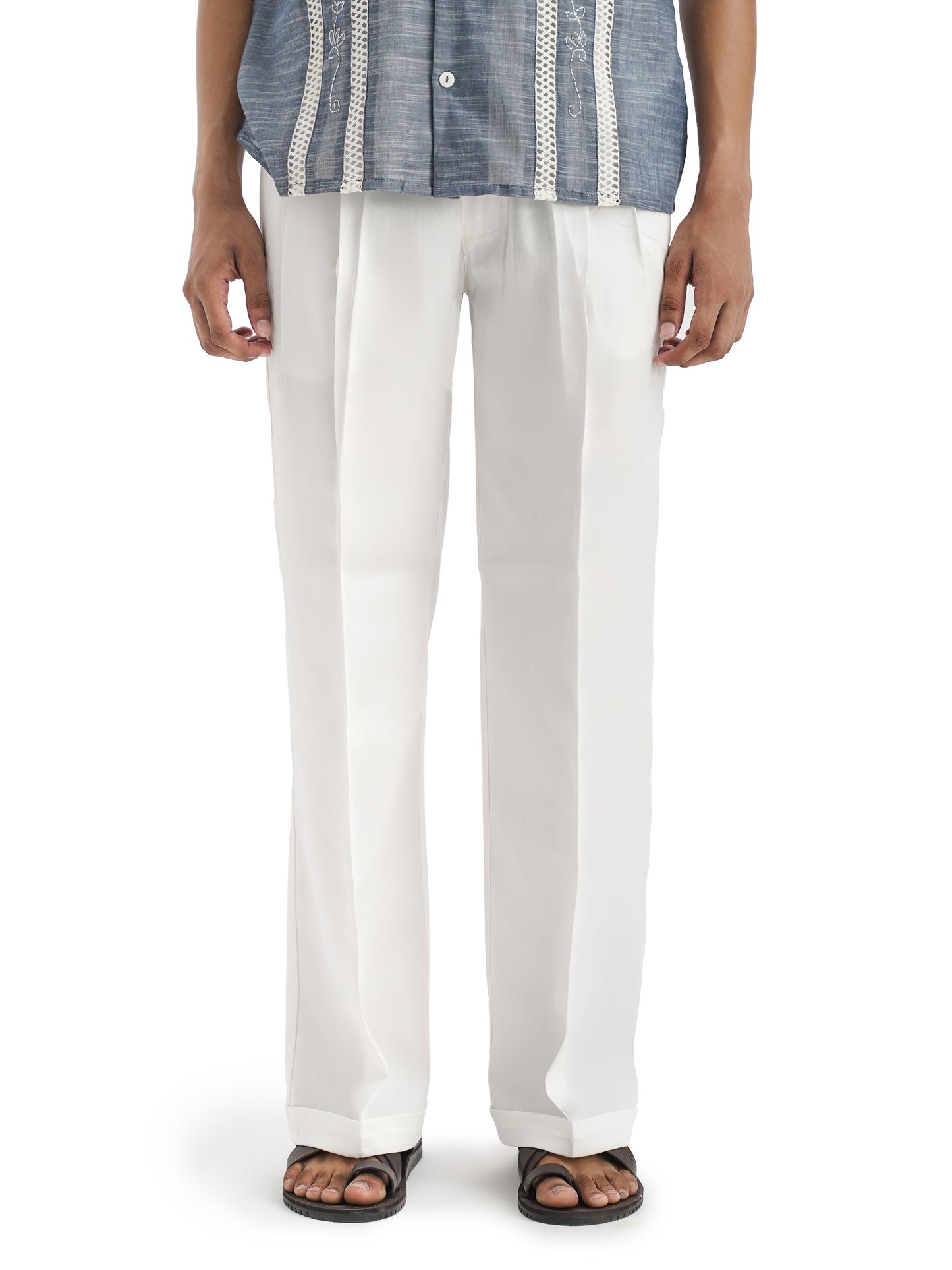 Notre Ame Le Blanc Plisse Cuff Pants-D
