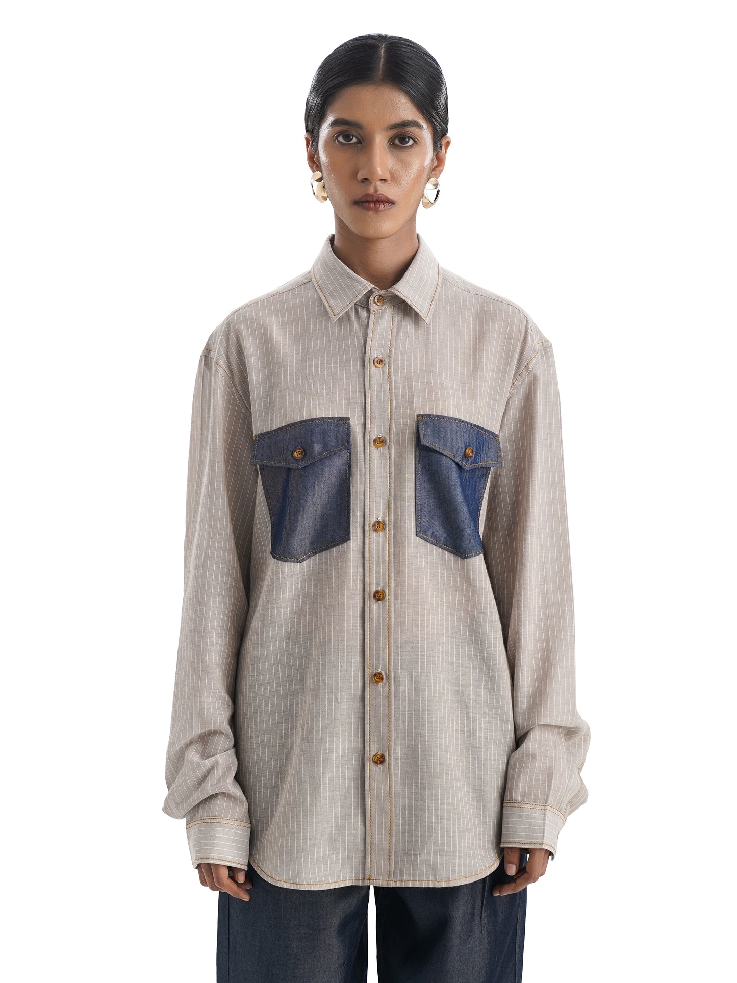 Notre Ame Le Faon Jean Pocket Shirt-D