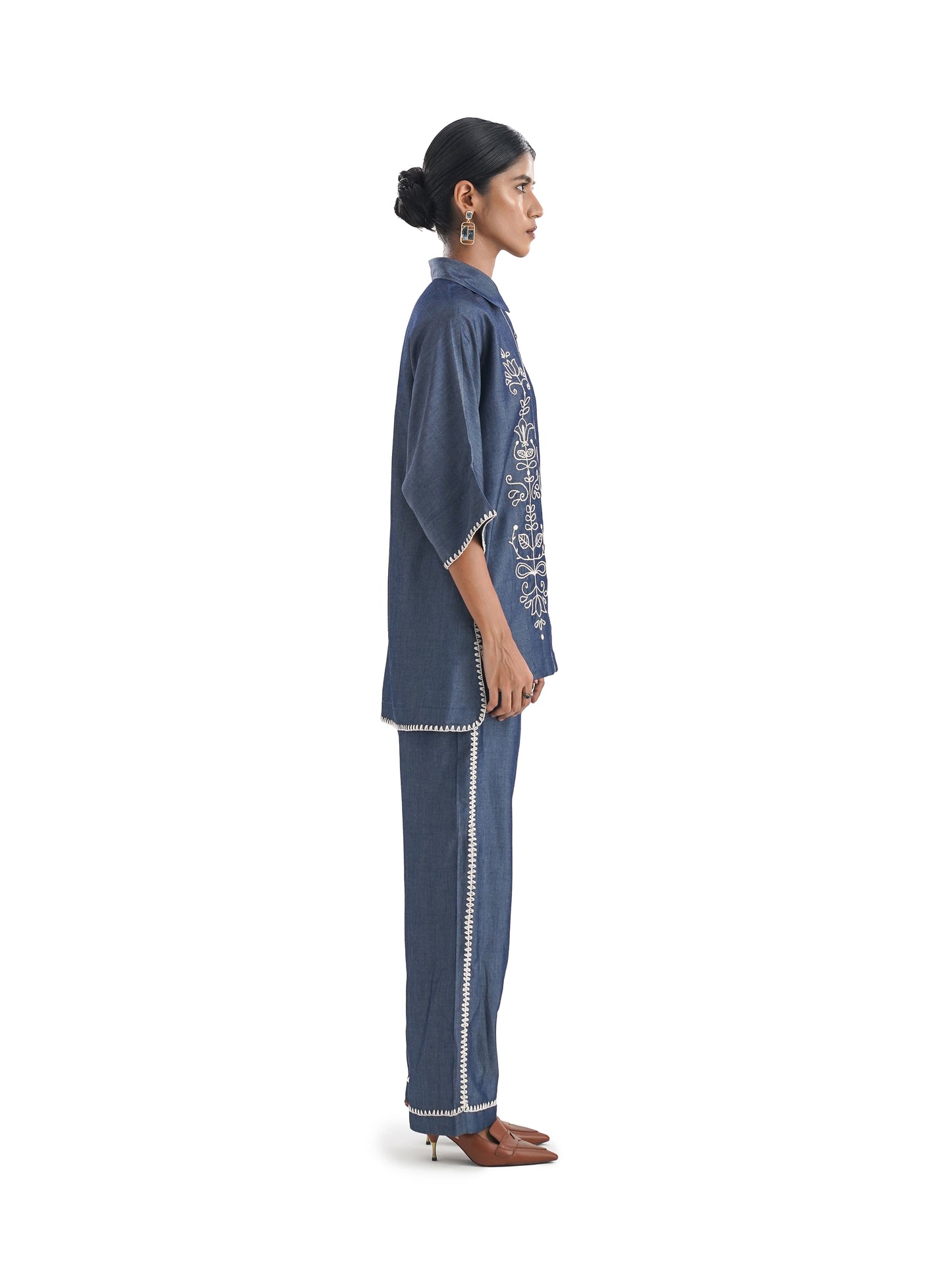 Notre Ame Le Fleuron Broderie Denim Co-ords-S