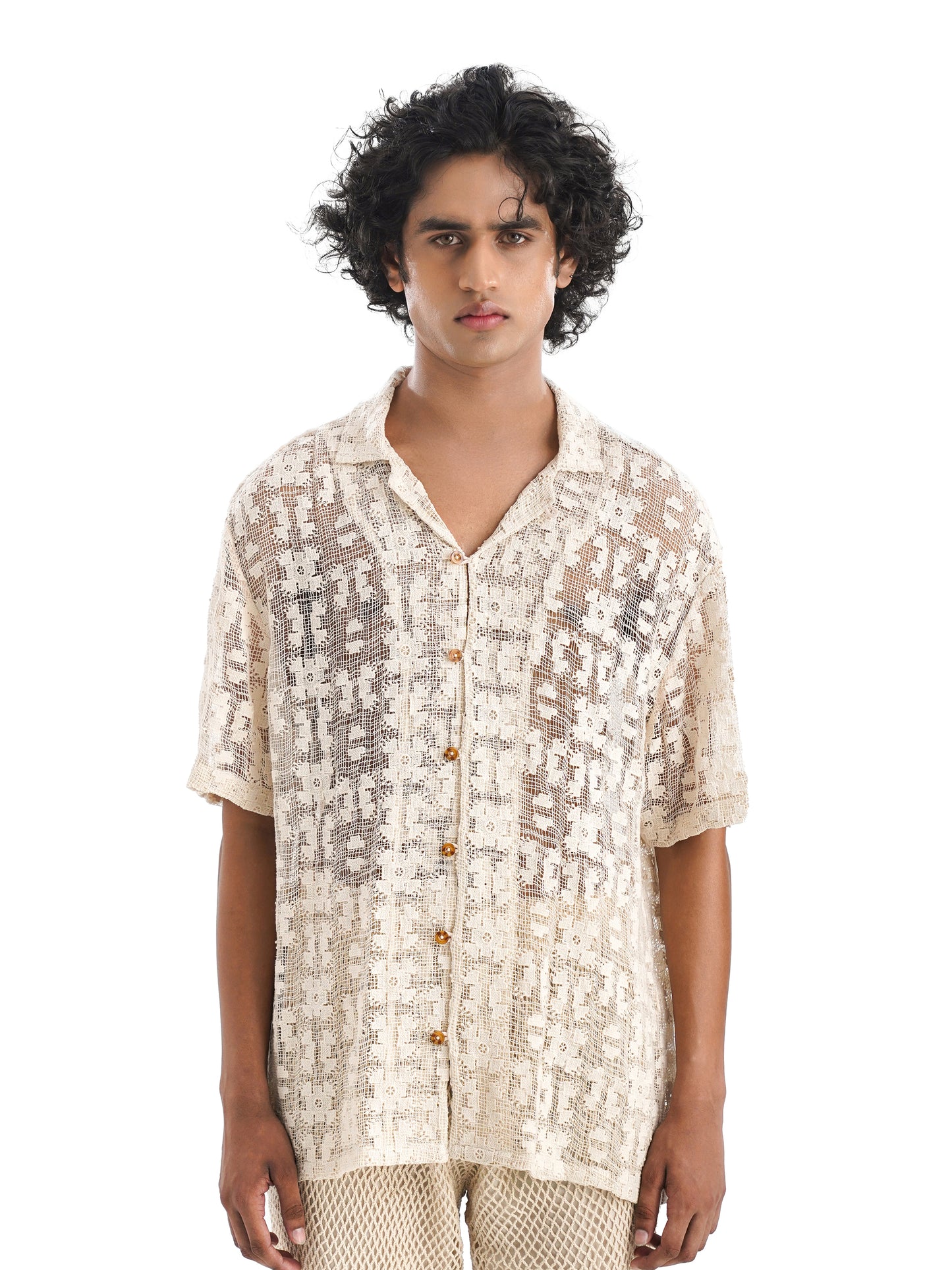 Notre Ame Le Jeu Jigsaw Cotton Shirt-D