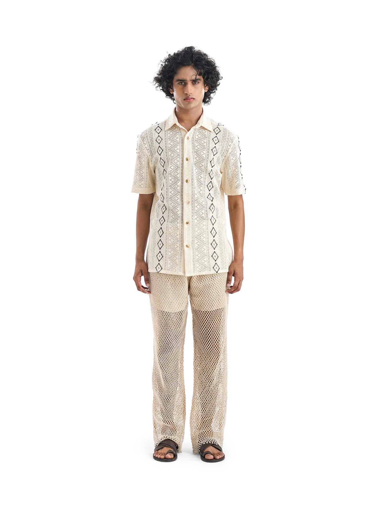 Notre Ame Le Losange Cotton Raschel Shirt-F