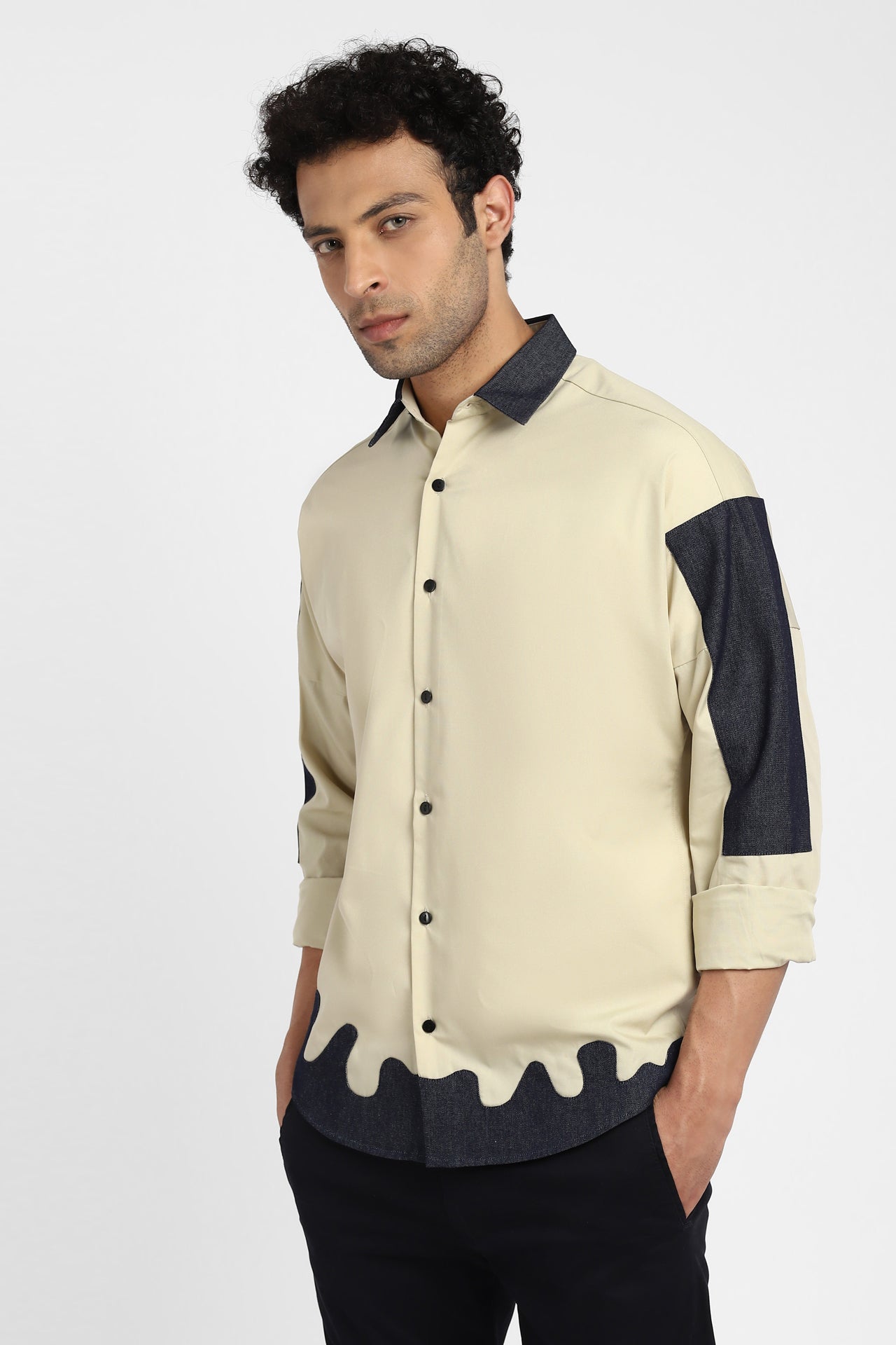 notre-ame-beige-denim-applique-shirt-S