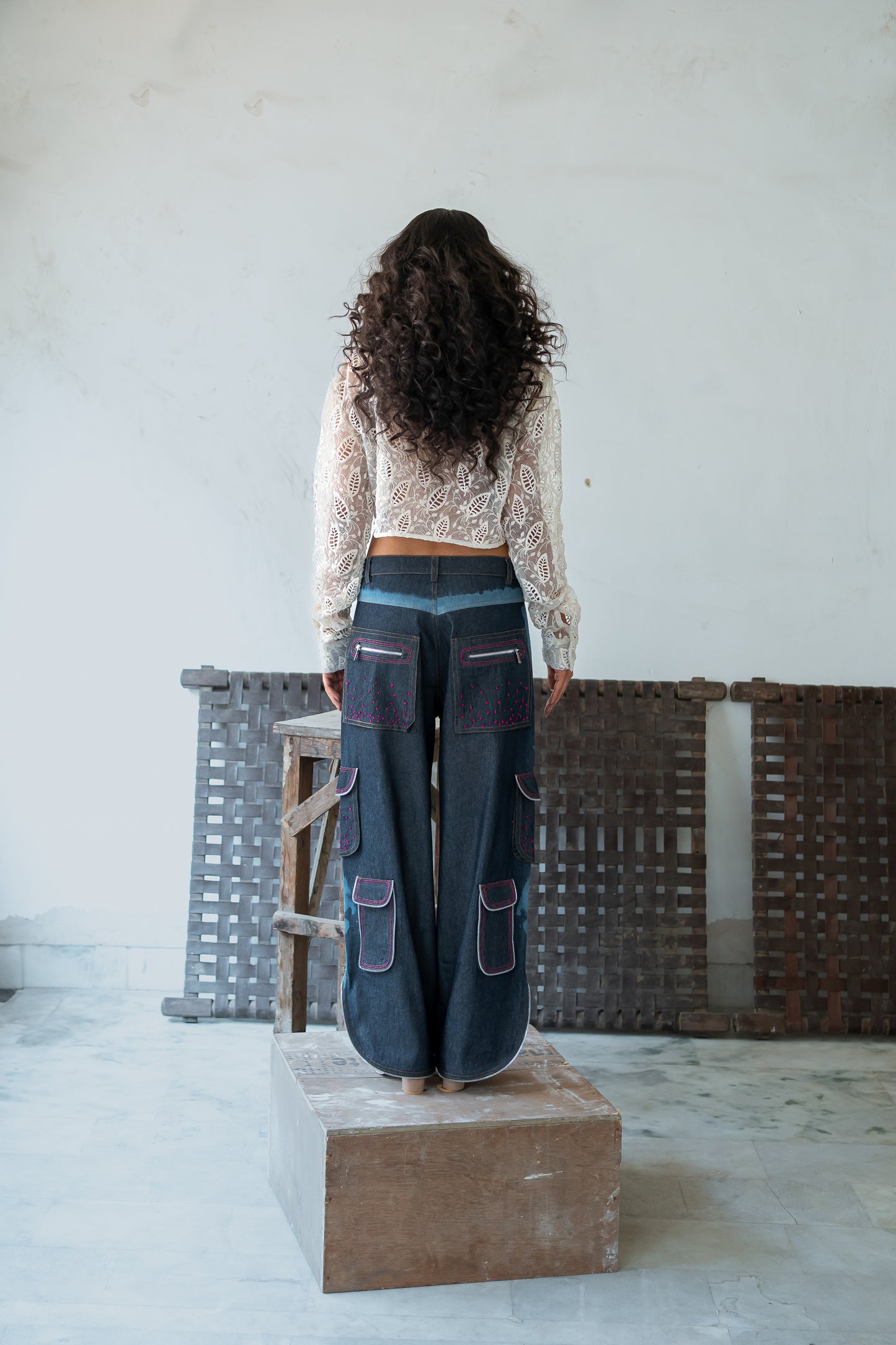 Notre-Ame-Le-Galbe-Cargo-Denim-Pants-B