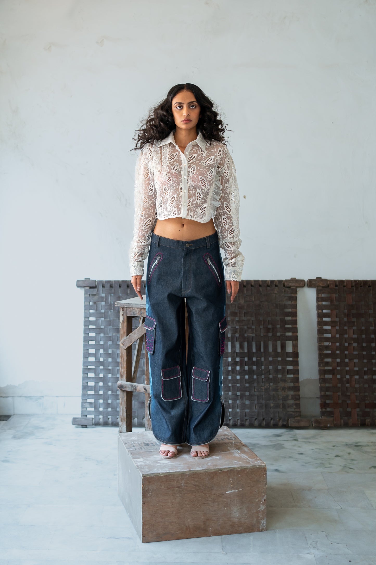 Notre-Ame-Le-Galbe-Cargo-Denim-Pants-F