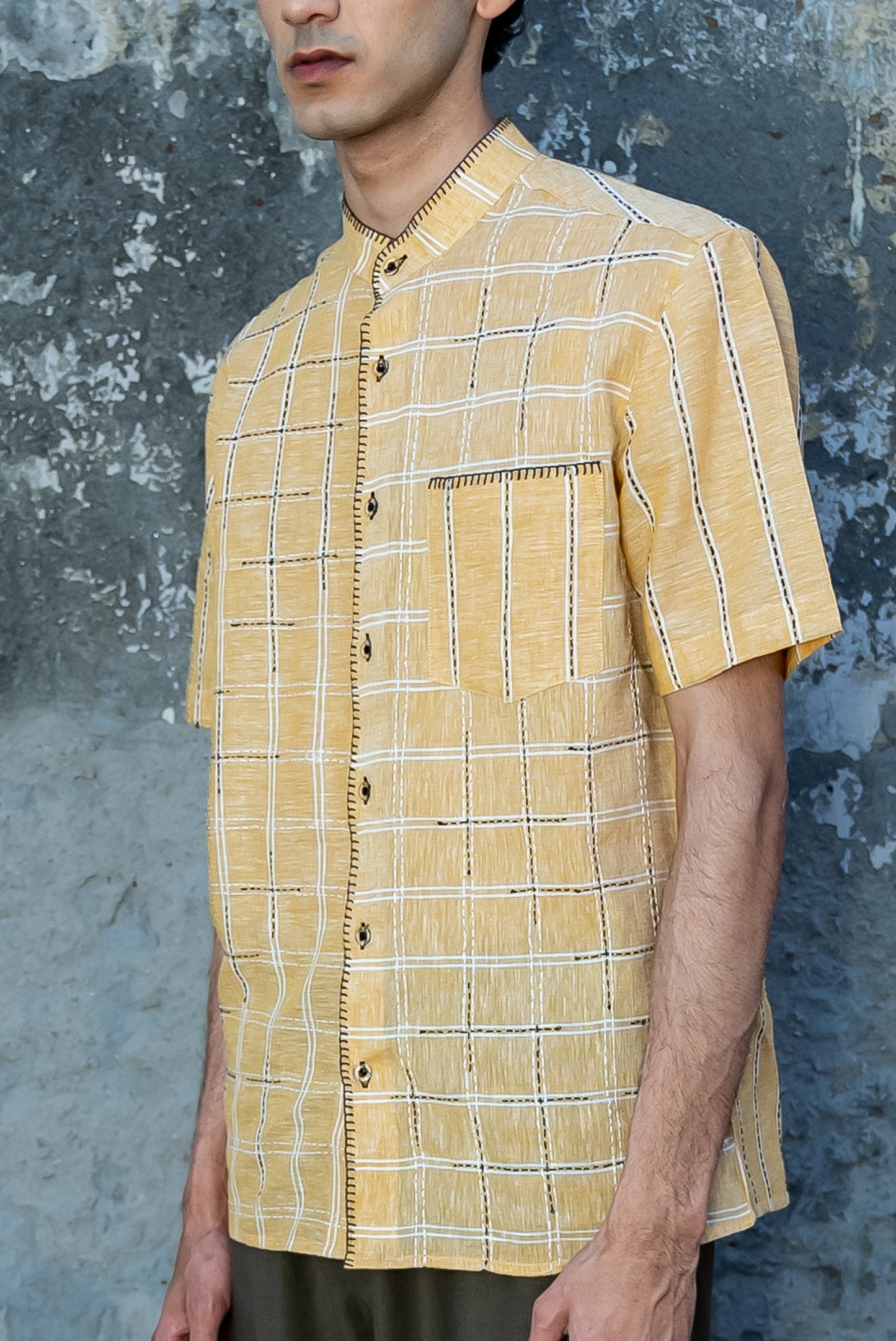 Notre-ame-Broken-Squares-Kantha-Stripe-Linen-Shirt-M1