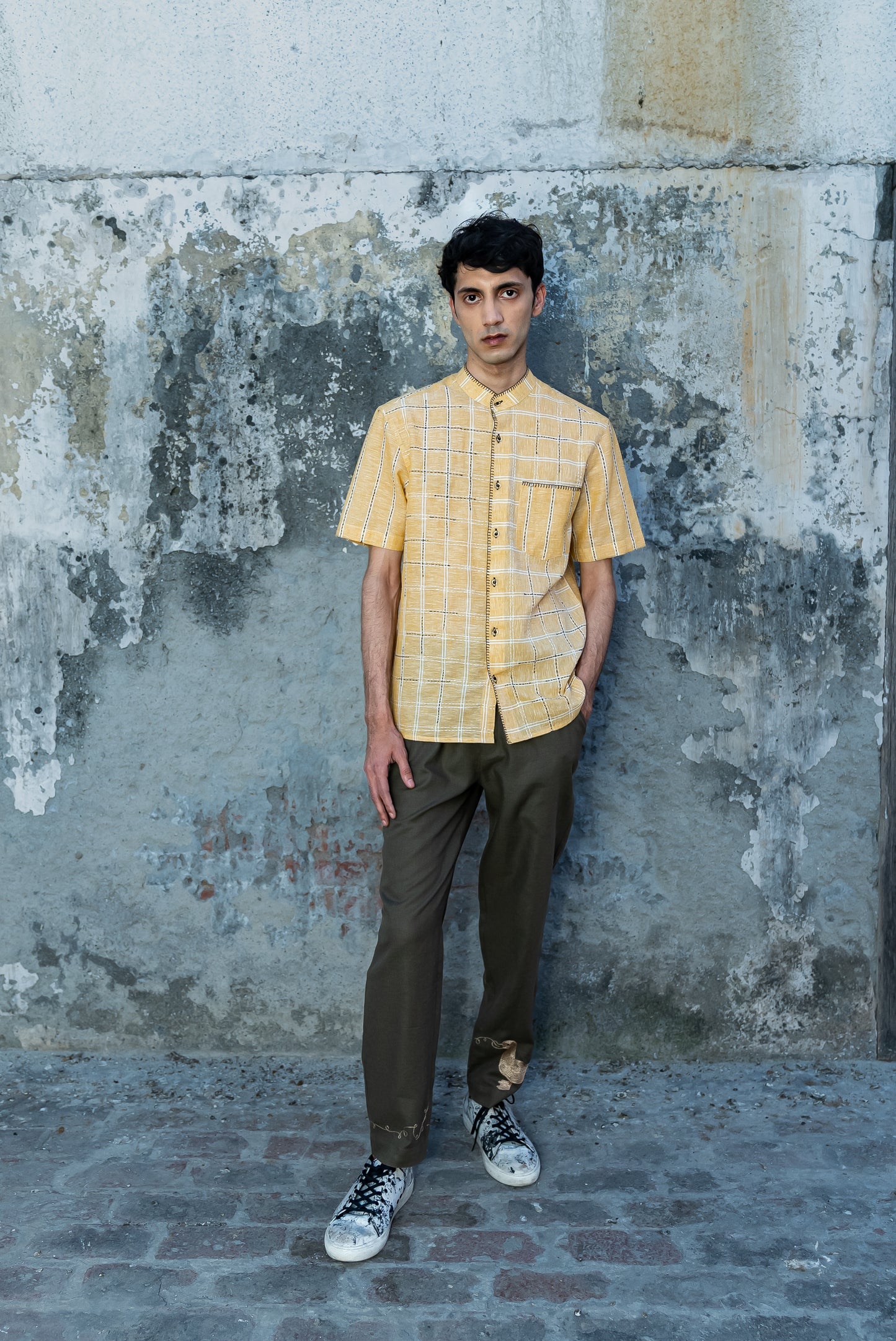 Notre-ame-Broken-Squares-Kantha-Stripe-Linen-Shirt-ST