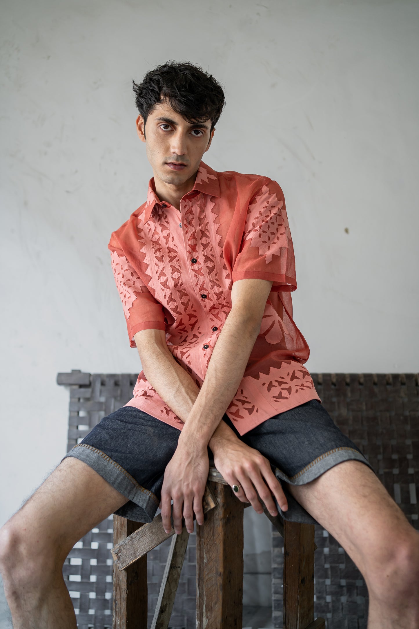 Notre-ame-Coral-Jaali-Applique-Artisanal-Shirt-M1