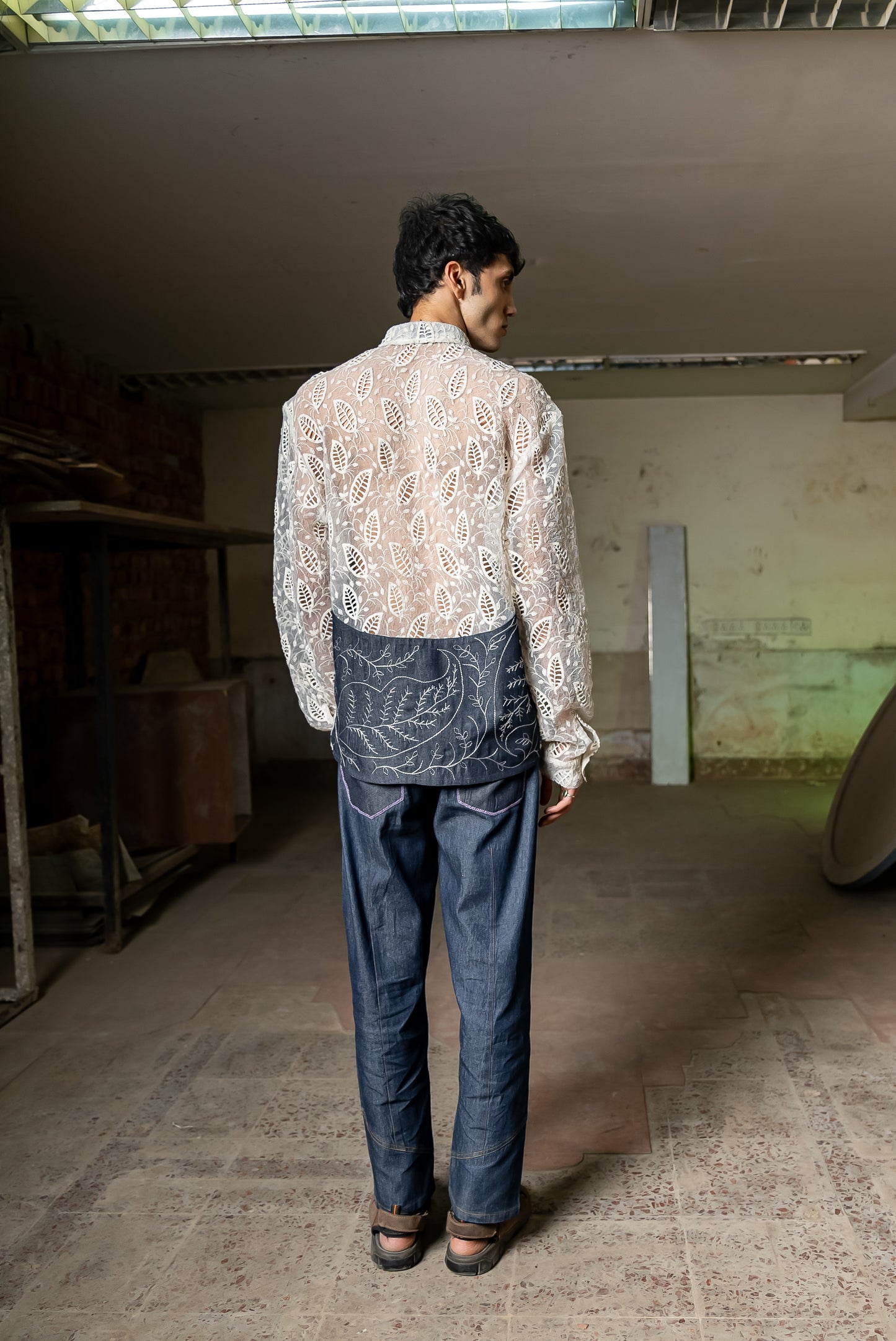 Notre-ame-Denim-Organza-Jungle-Embroidered-Shirt-B