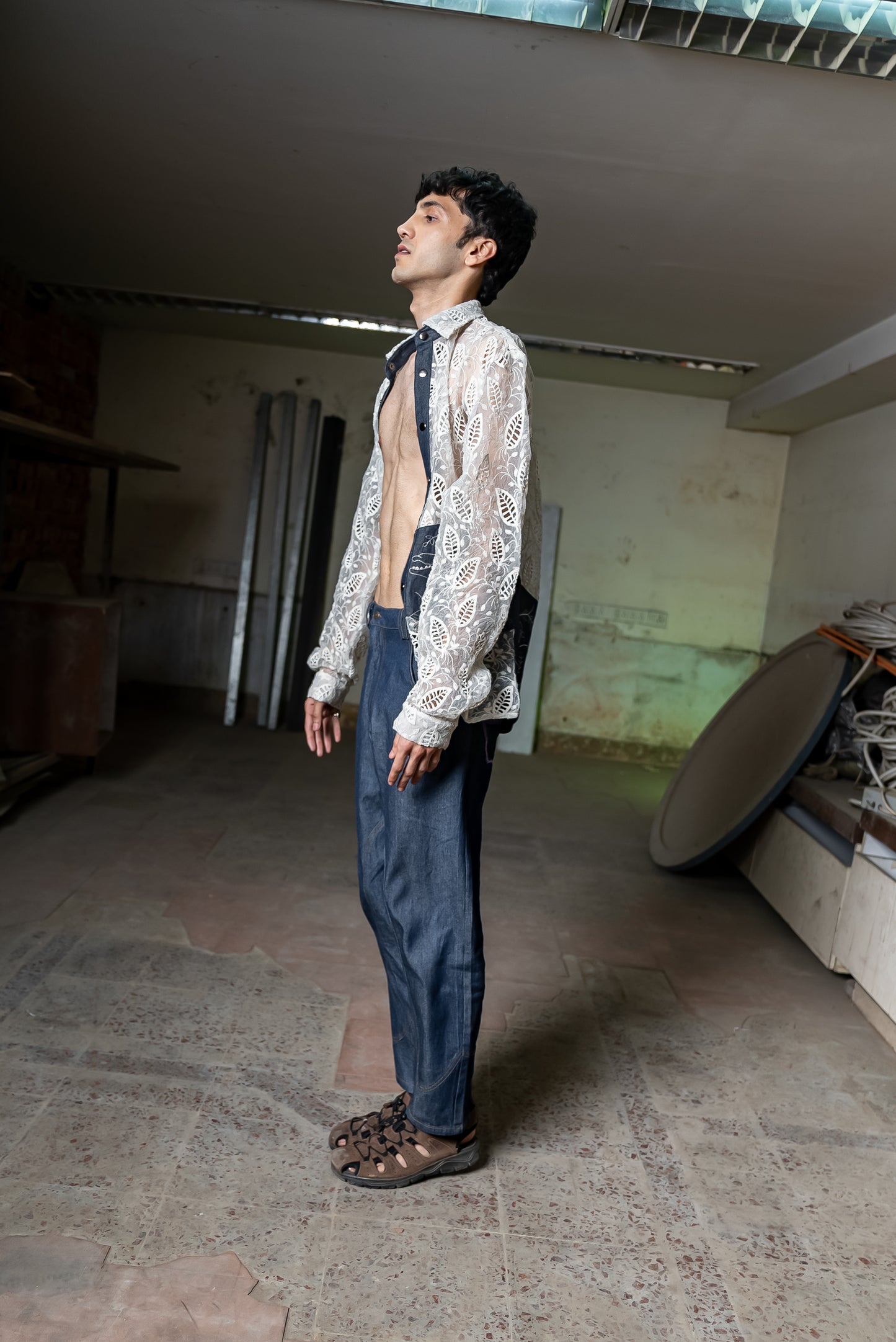 Notre-ame-Denim-Organza-Jungle-Embroidered-Shirt-M2