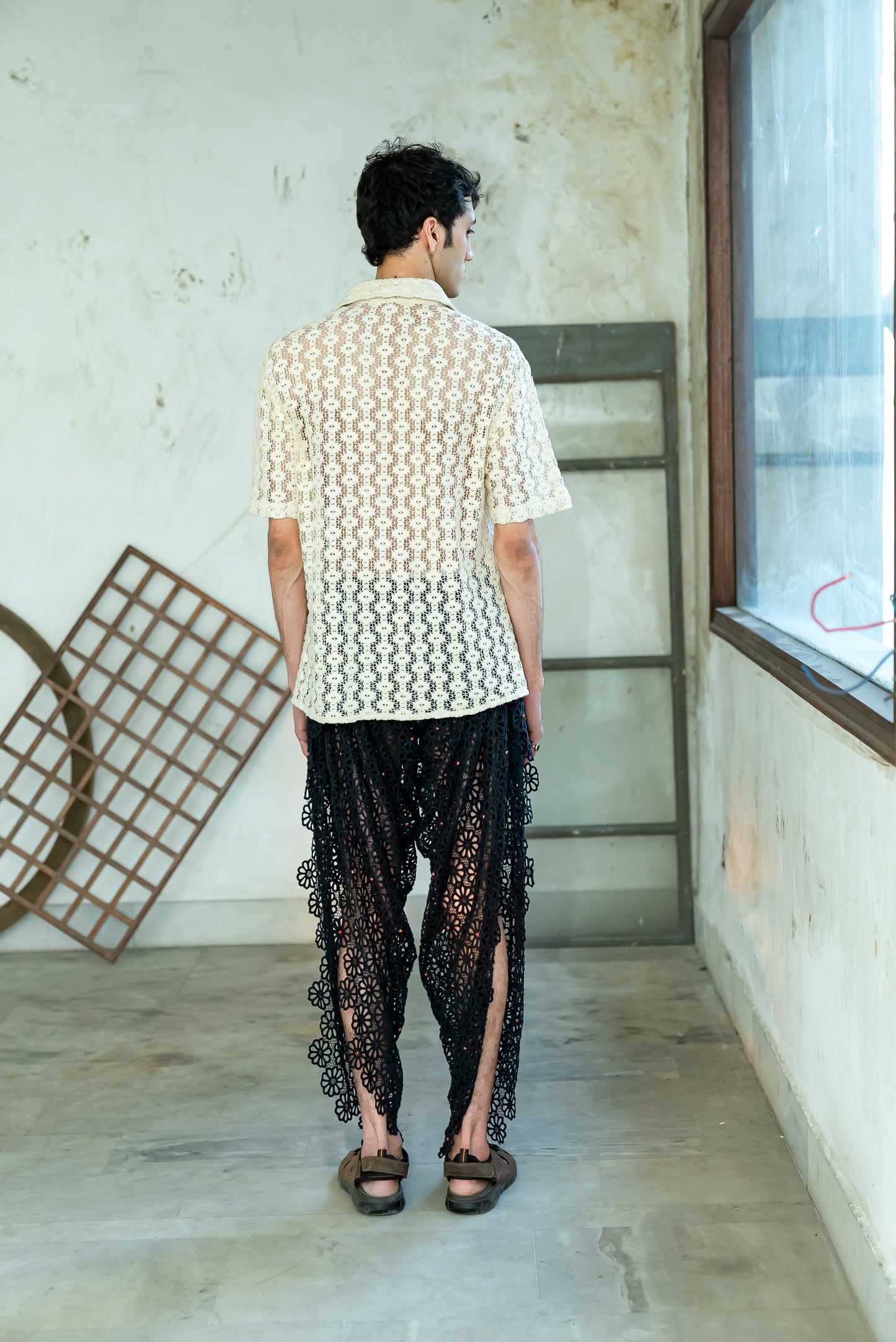 Notre-ame-Draped-Scallop-Red-Stone-Pants-B