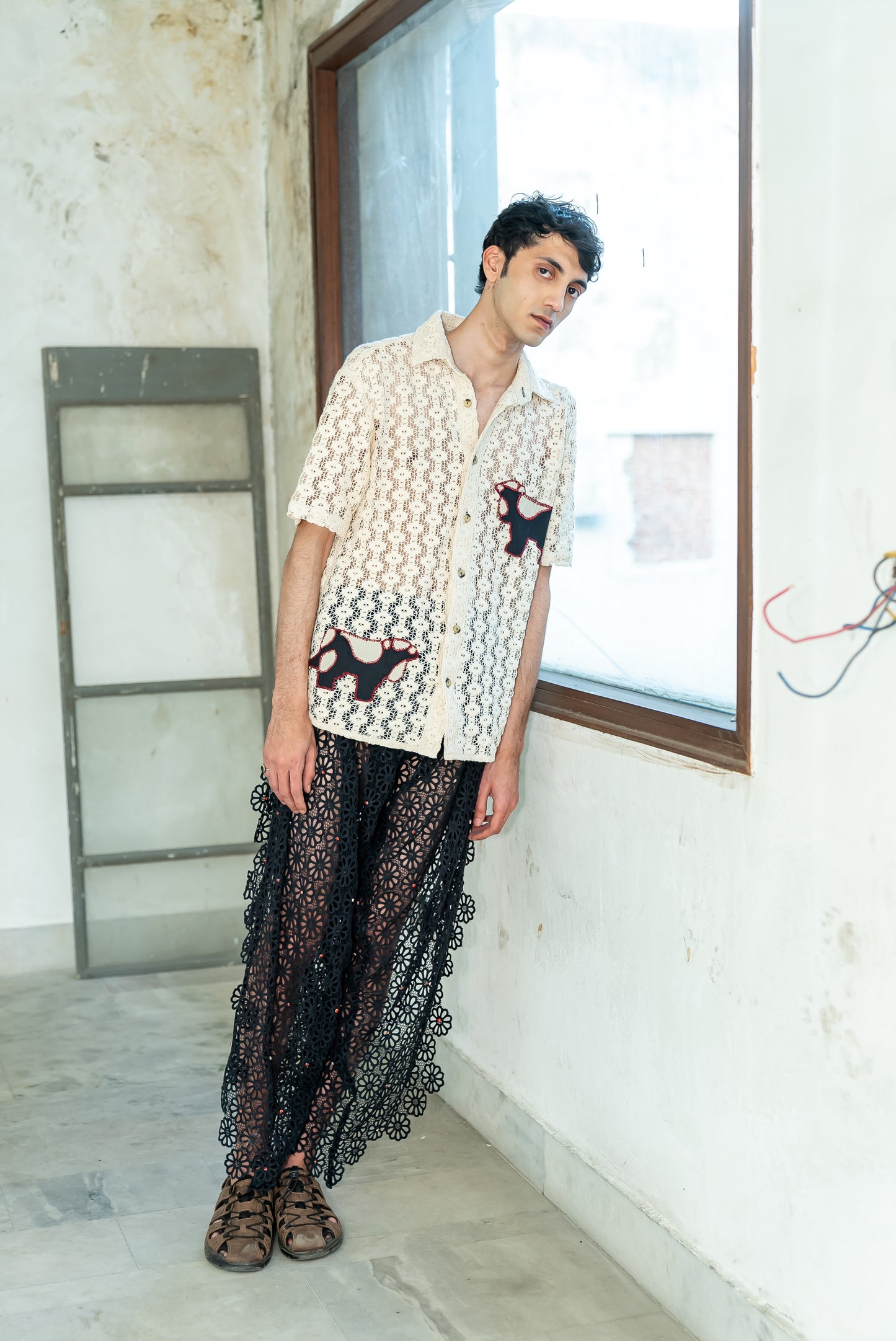 Notre-ame-Draped-Scallop-Red-Stone-Pants-M1