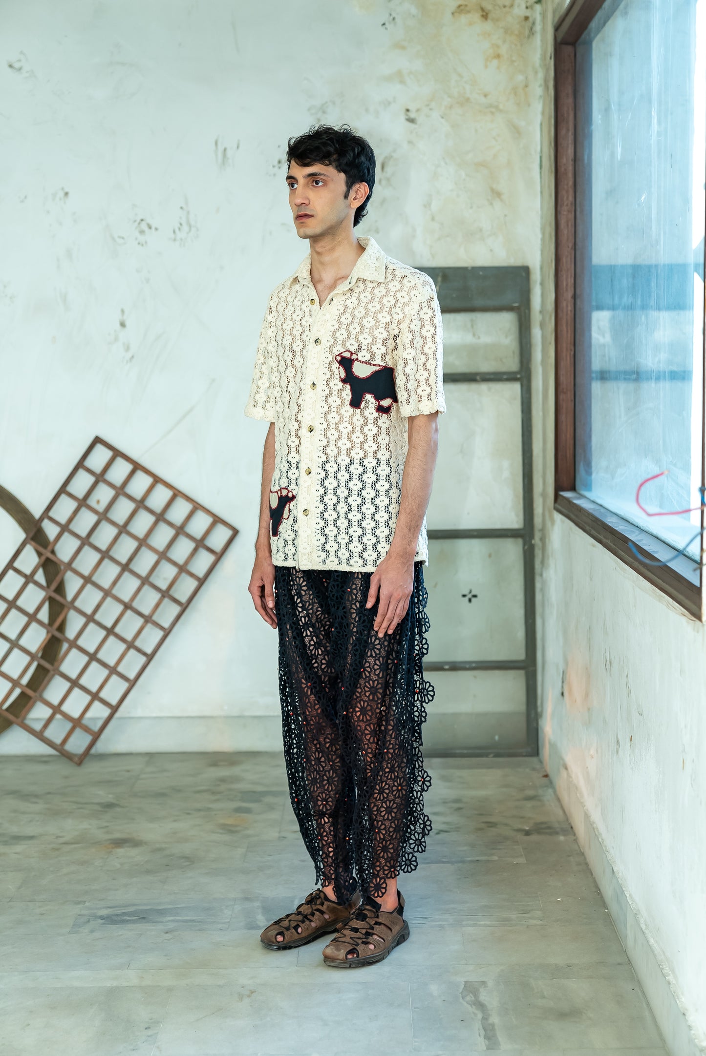 Notre-ame-Draped-Scallop-Red-Stone-Pants-S