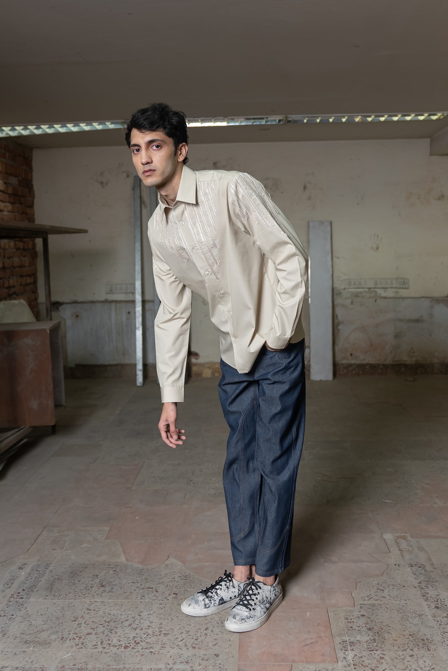 Notre-ame-Ivory-Lace-Tailored-Beige-Shirt-M1
