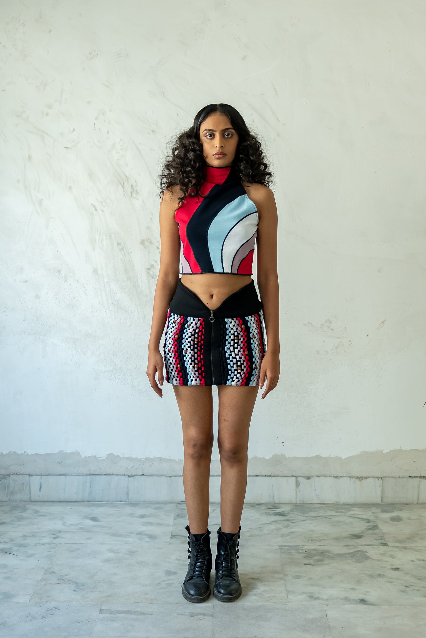 Notre-ame-Le-Jupe-Tisse-Multi-Pink-Mini-Skirt-F