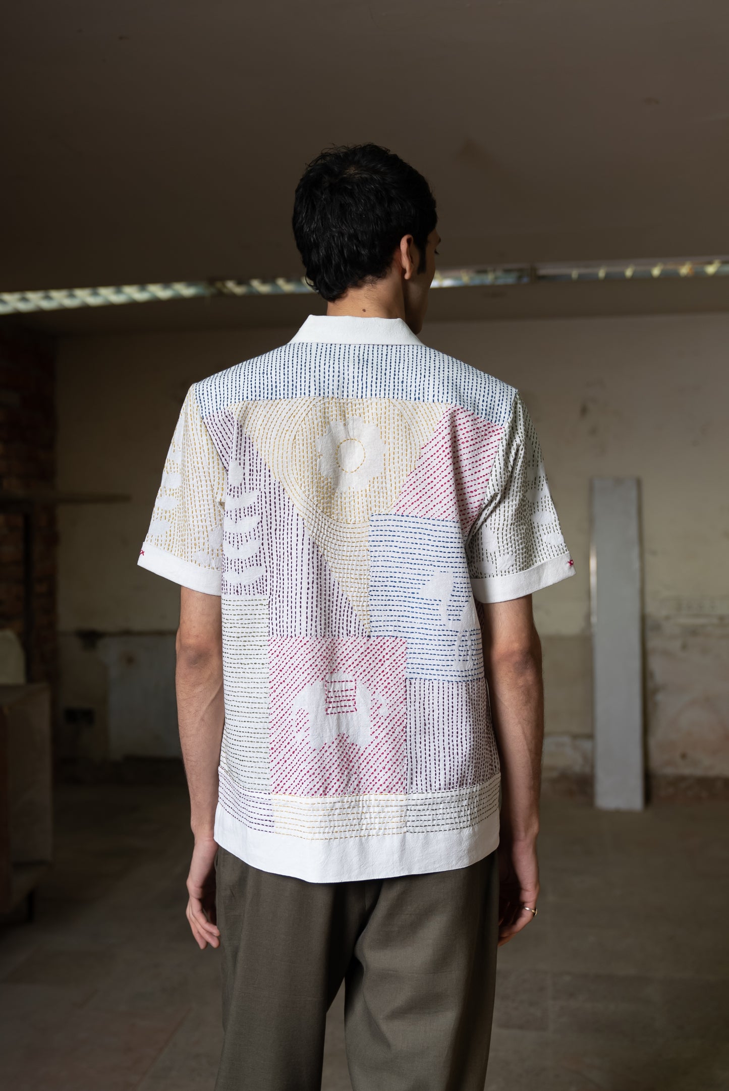 Notre-ame-Multicolor-Kantha-Embroidered-Cotton-Camp-Shirt-B