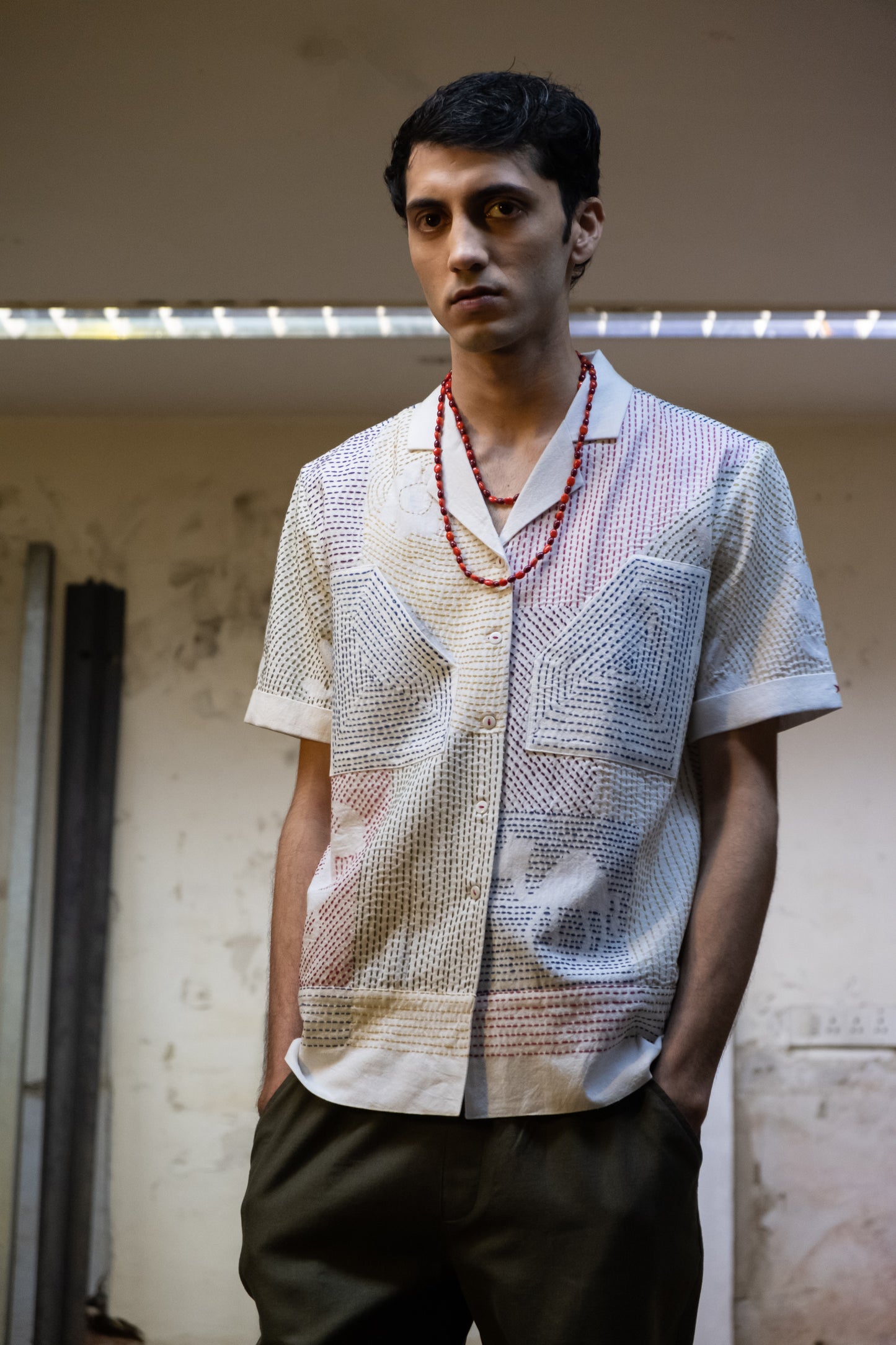 Notre-ame-Multicolor-Kantha-Embroidered-Cotton-Camp-Shirt-C1