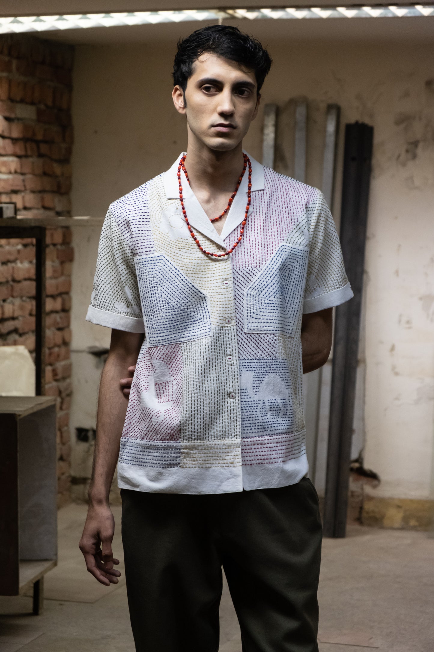 Notre-ame-Multicolor-Kantha-Embroidered-Cotton-Camp-Shirt-C2