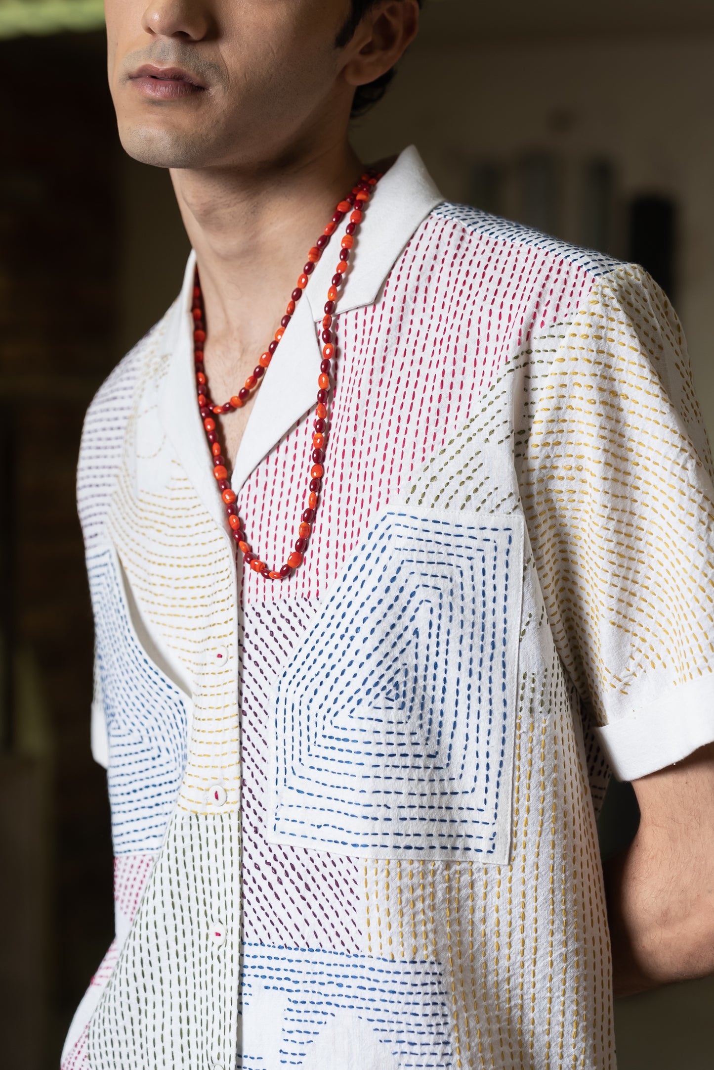 Notre-ame-Multicolor-Kantha-Embroidered-Cotton-Camp-Shirt-D2