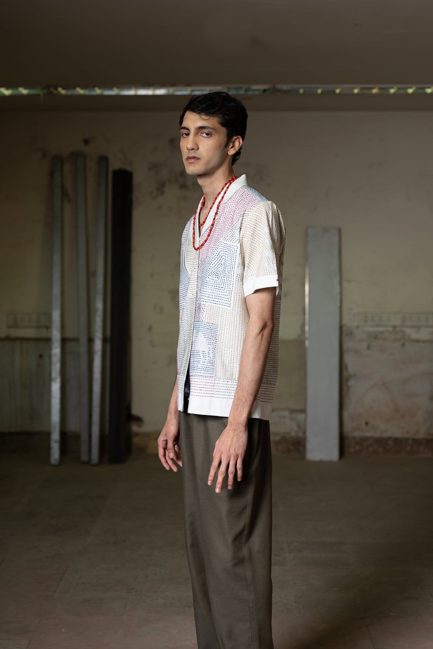 Notre-ame-Multicolor-Kantha-Embroidered-Cotton-Camp-Shirt-S