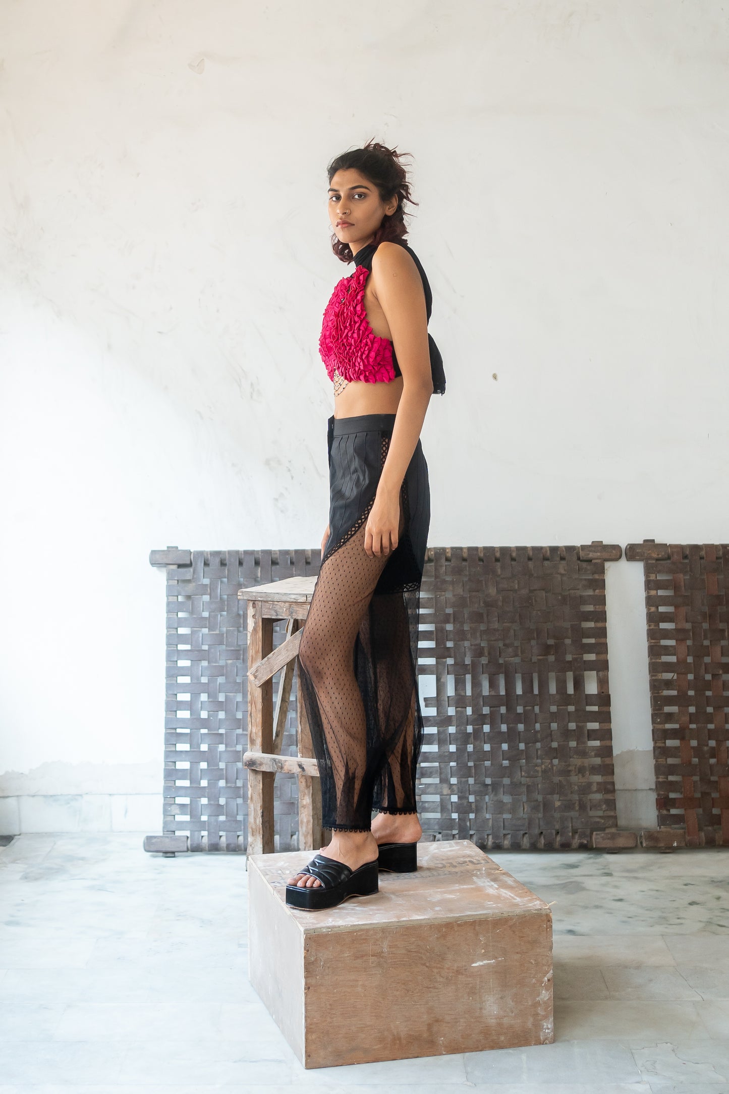 Notre-ame-Pink-Ruffle-Bead-Blouse-S