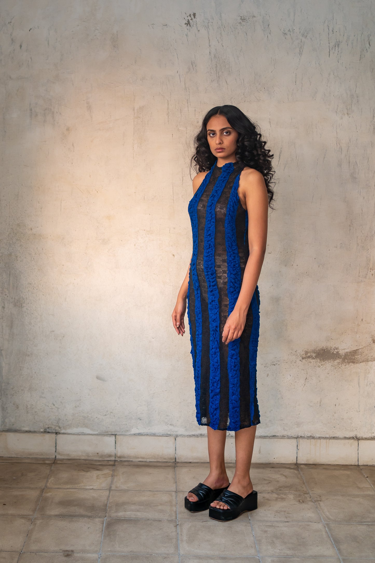 Notre-ame-le-Robe-Moulante-Blue-Smoked-Mini-Dress-S