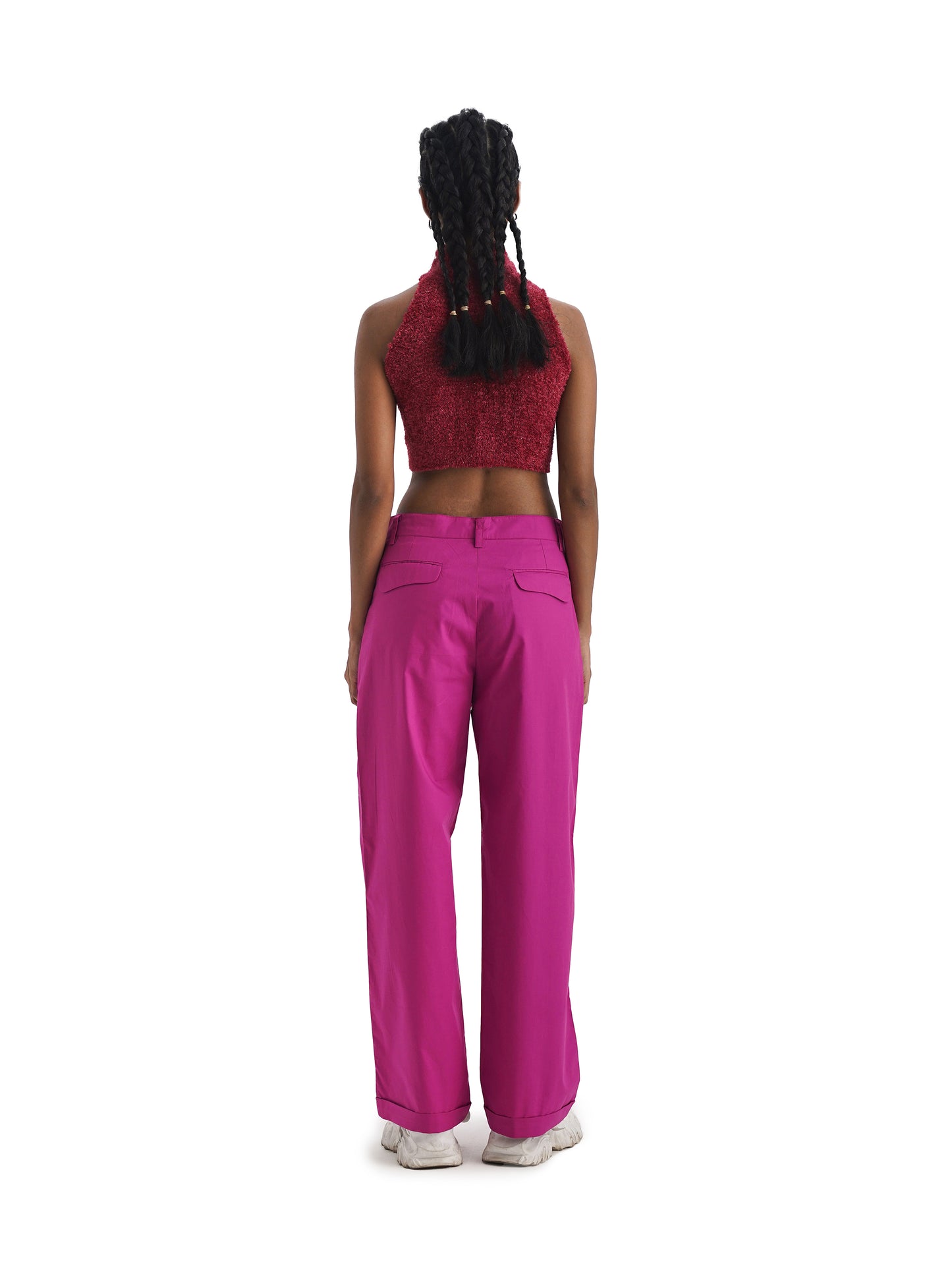 Notre Ame Le Plissé Magenta Roll-up Pants - B