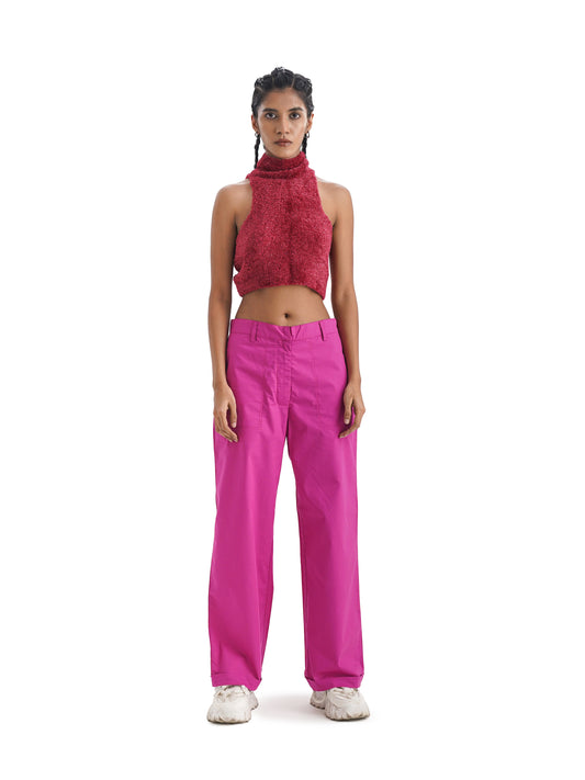 Notre Ame Le Plissé Magenta Roll-up Pants - F