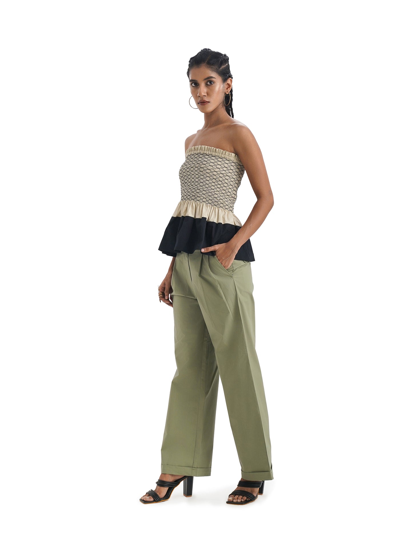 Notre Ame Le Plissé Olive Roll-up Pants - S