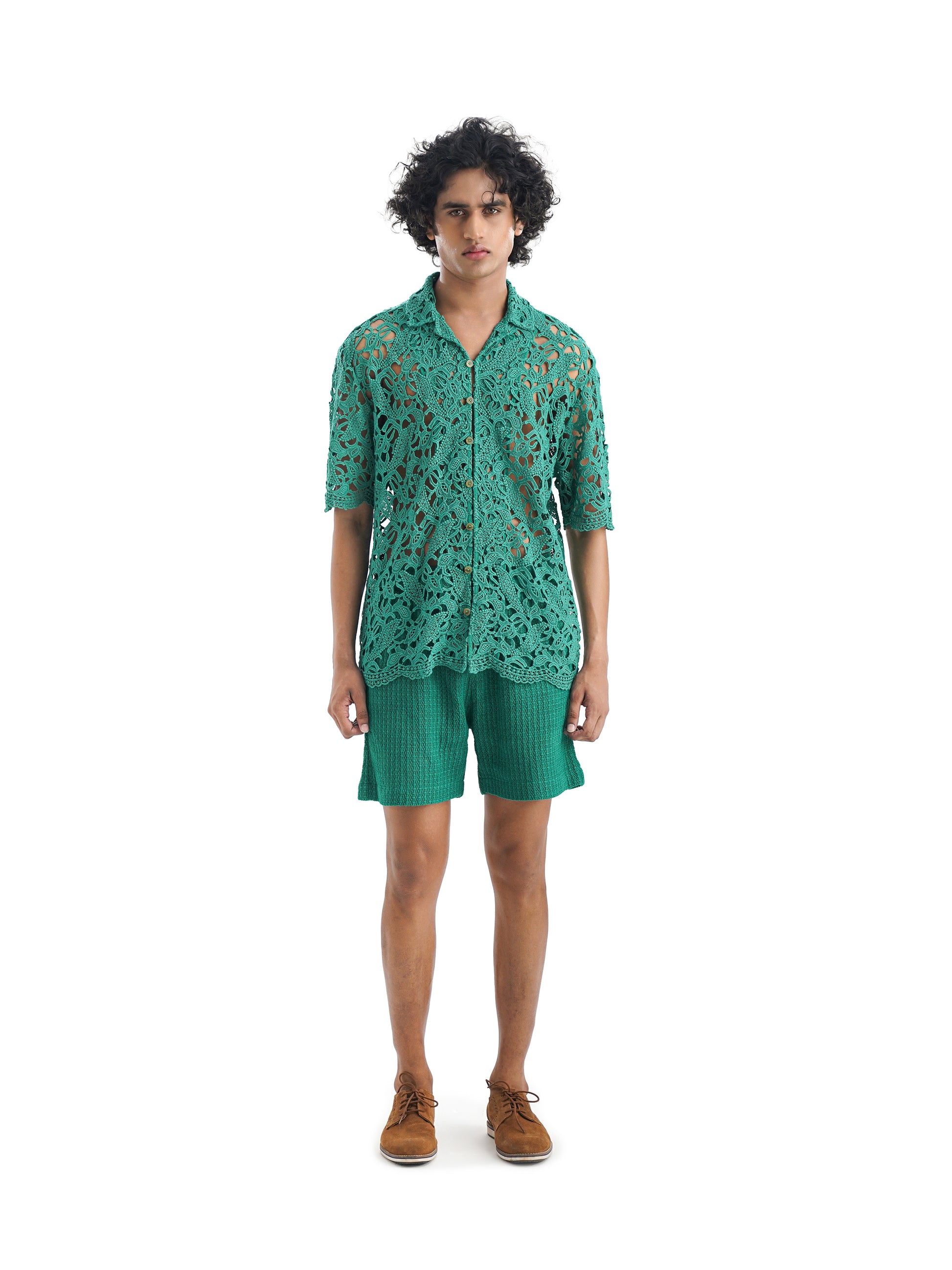 Notre Ame Mon Chéri Sea Green Cotton Resort Co-ords - F