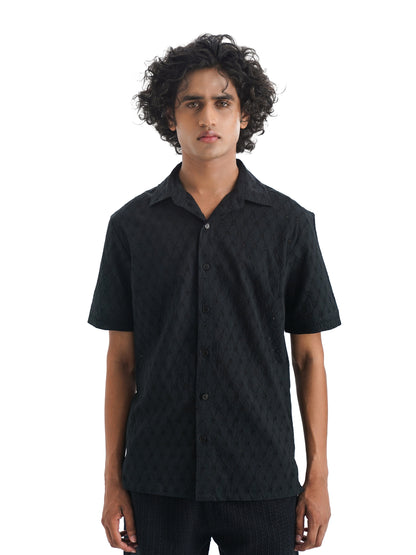 Notre Ame Unisex Diamond Embroidered Black Shirt - D