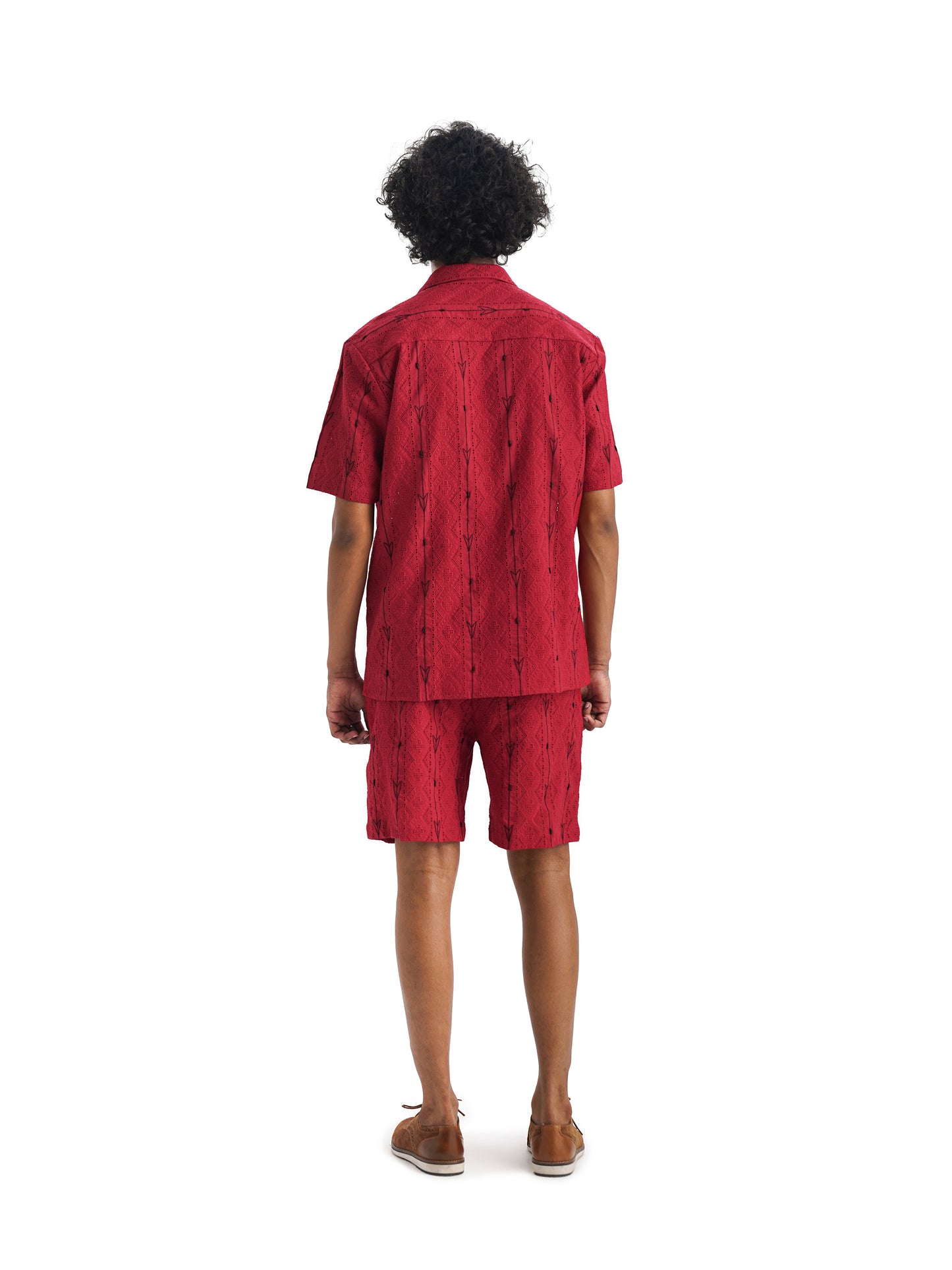 Notre Ame Unisex Vintage Red Embroidered Co-ord - B