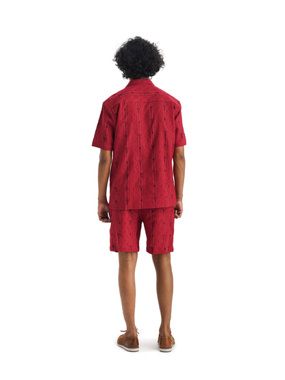 Notre Ame Unisex Vintage Red Embroidered Co-ord - B