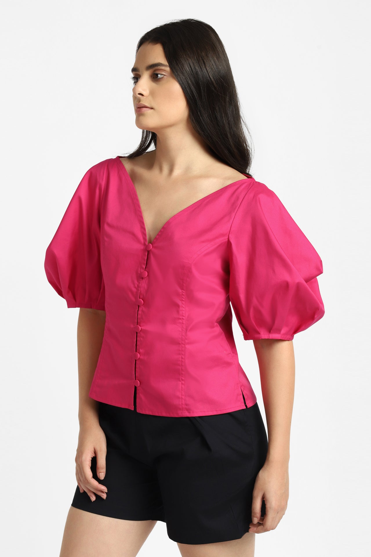    notre-ame-le-galbe-flounce-sleeve-pink-blouse-top-S