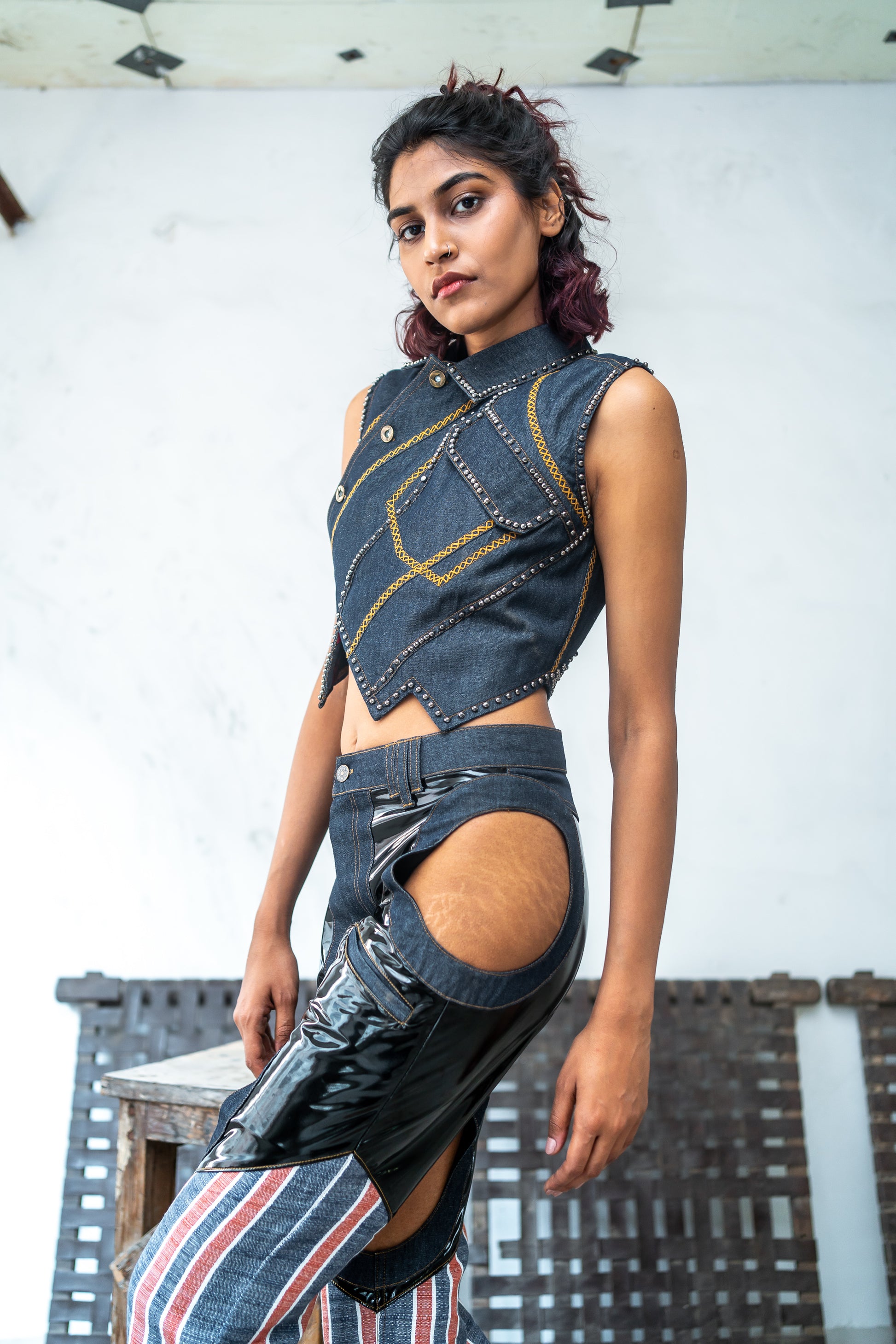 Veste en jean à clous La Inégal – Notre Âme