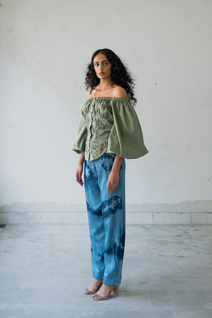 Notre-ame-Le-Jardin-Olive-Offshoulder-Blous-S